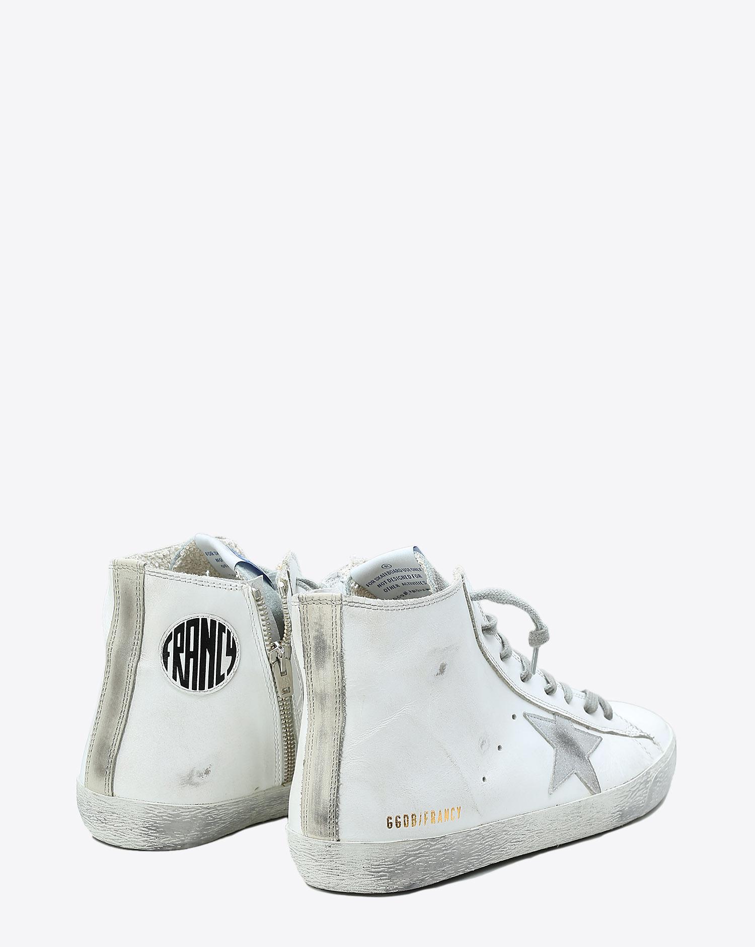 Golden Goose Men Sneakers Francy White Silver Leather pour Homme