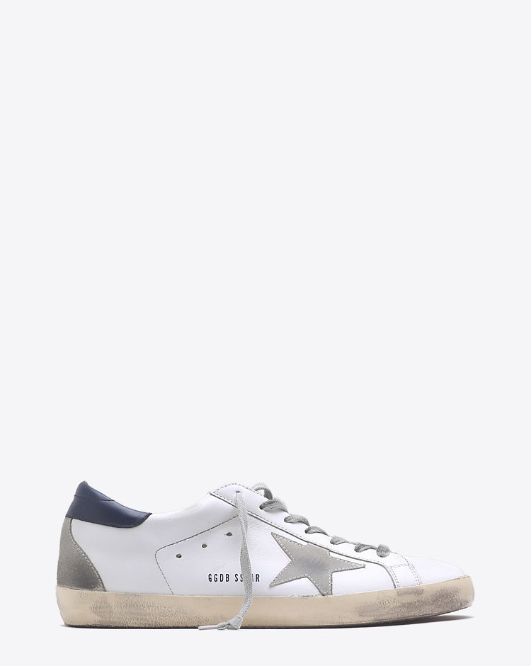 Golden Goose Men Sneakers Superstar - White Blue Cream Sole 