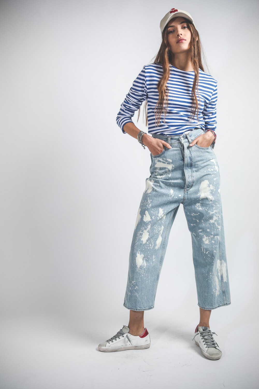 Image du produit Golden Goose Vêtements Collection Pant Breezy Bleached/Paint - Blue 50100 - 2