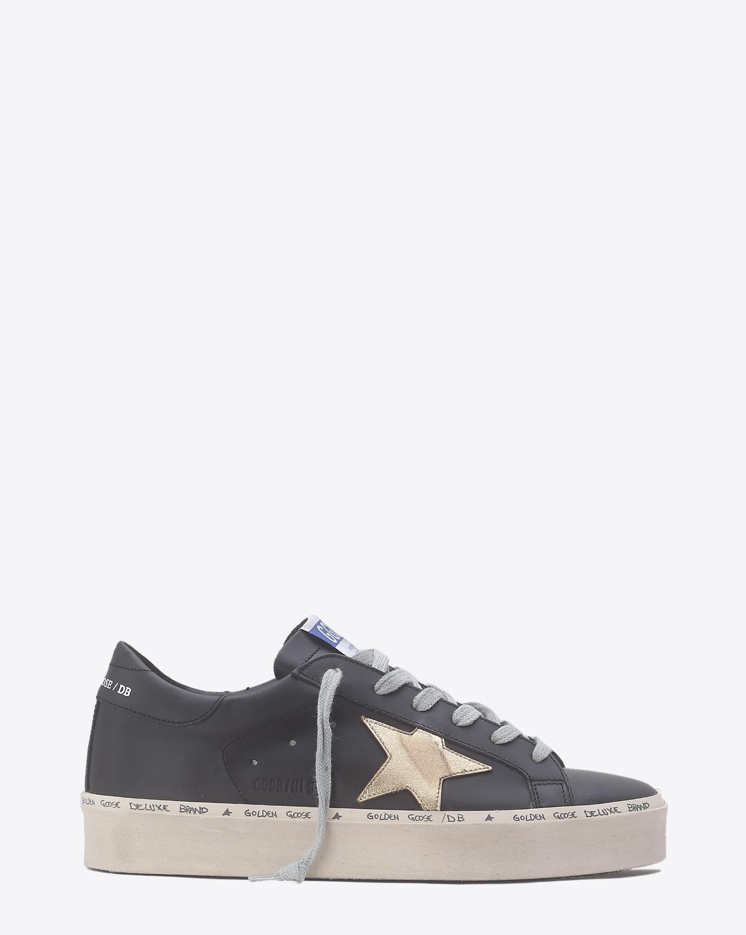 Golden Goose Woman Collection Sneakers Hi Star - Black  Gold Leather Star  