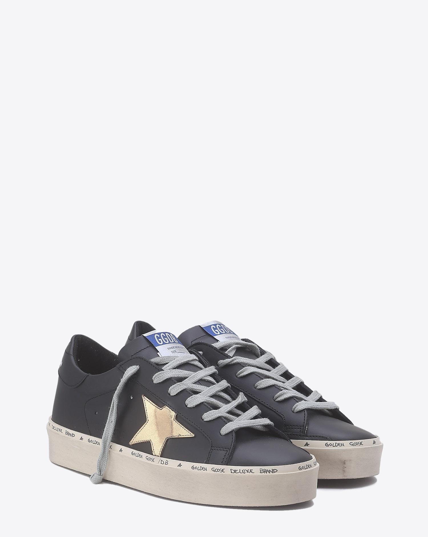 Golden Goose Woman Collection Sneakers Hi Star - Black  Gold Leather Star  