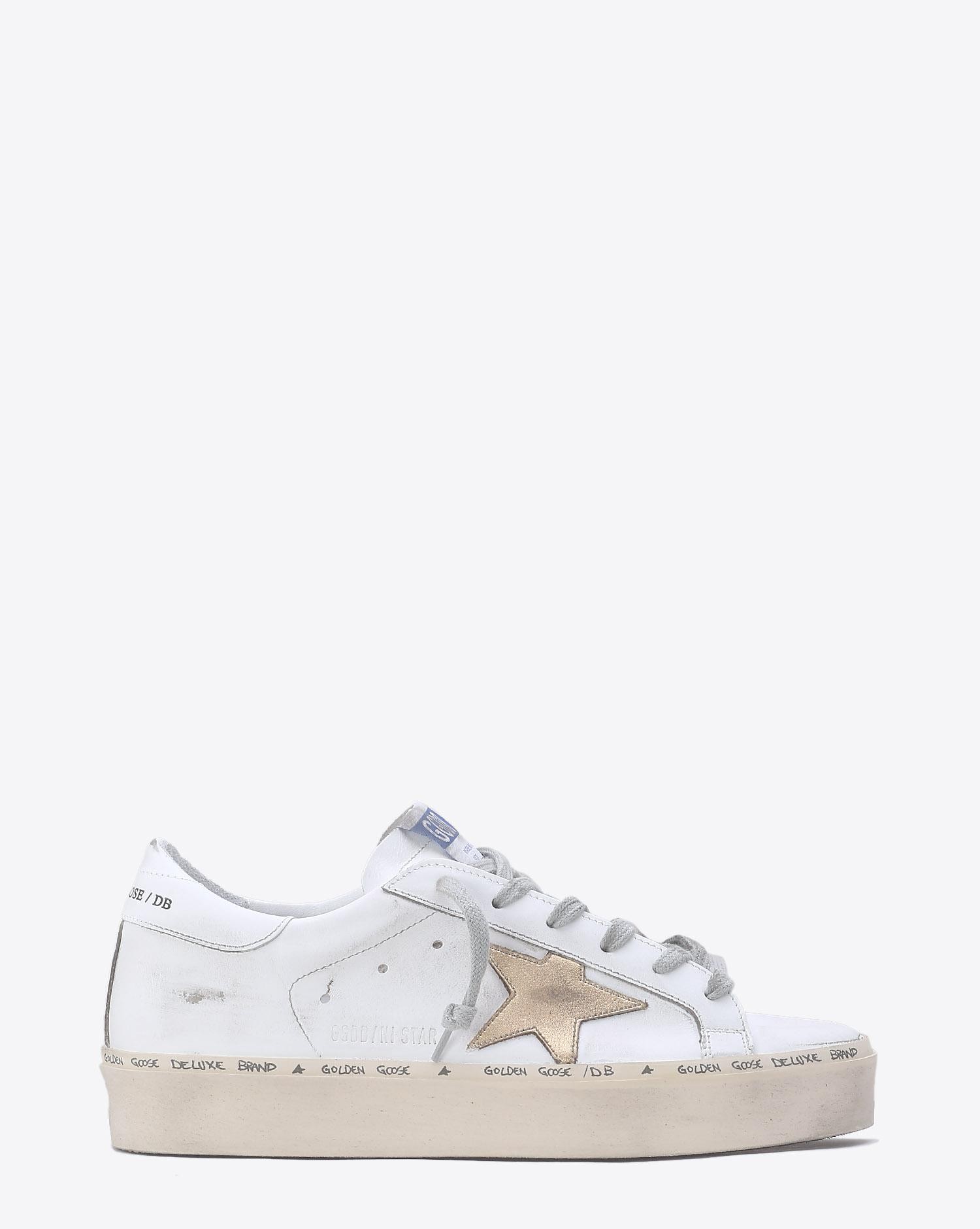 Golden Goose Woman Collection Sneakers Hi Star - White  Gold Leather Star  