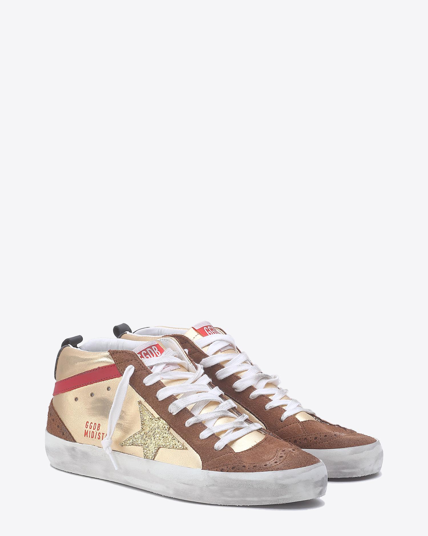 Golden Goose Woman Collection Sneakers Mid Star - Gold Laminated  Gold Glitter Star  