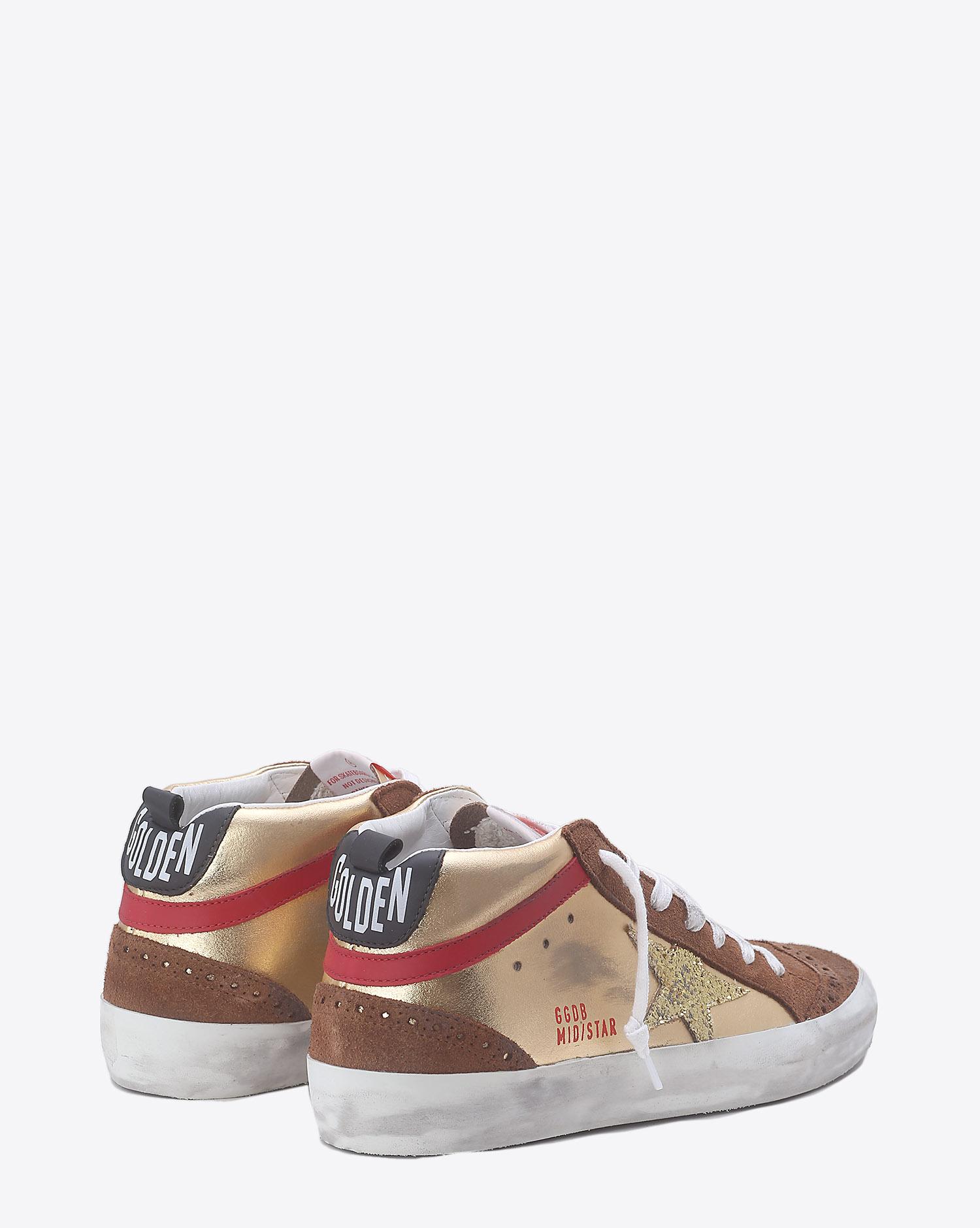 Golden Goose Woman Collection Sneakers Mid Star - Gold Laminated  Gold Glitter Star  