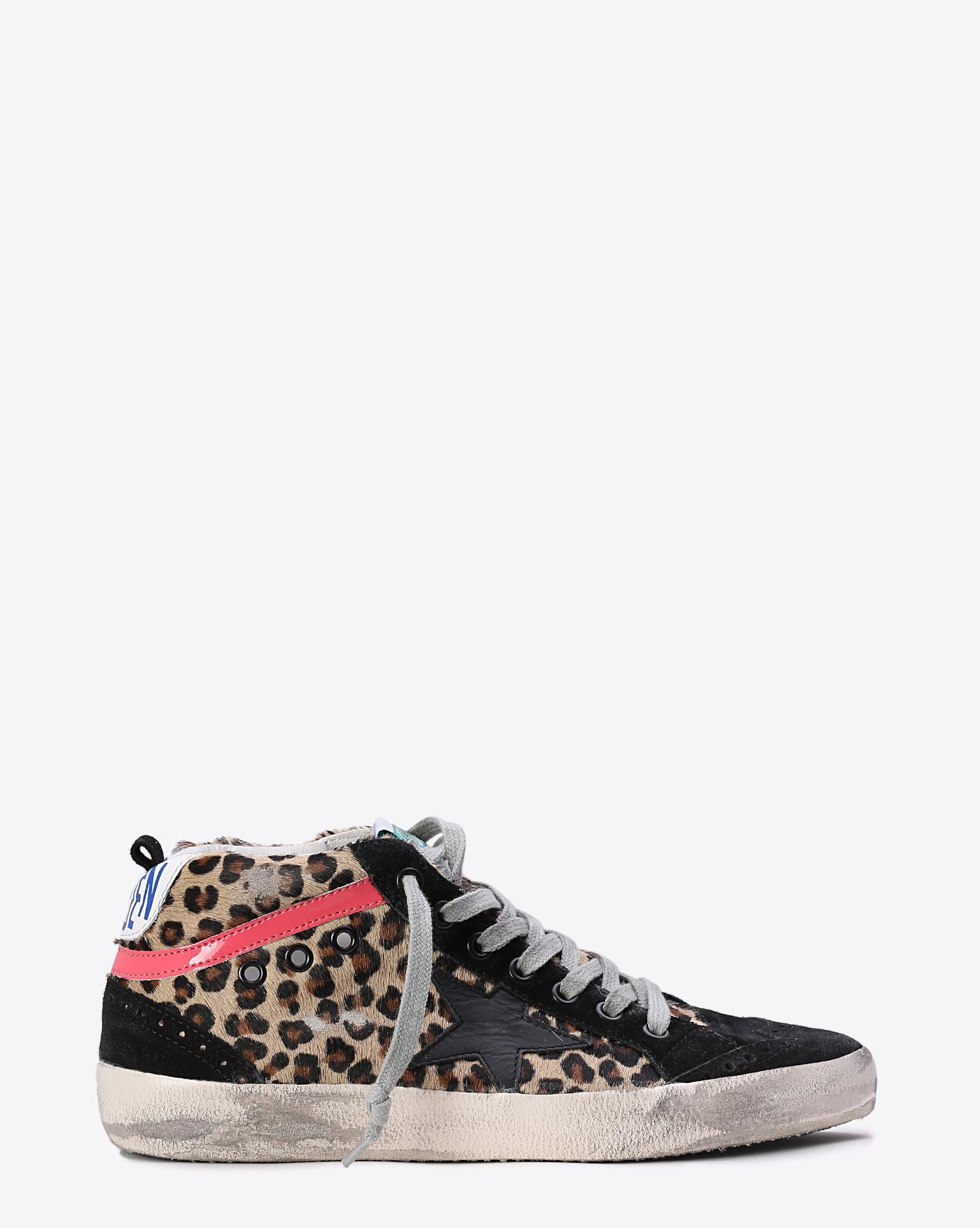 Golden Goose Woman Collection Sneakers Mid Star Horsy Leather - Black star  