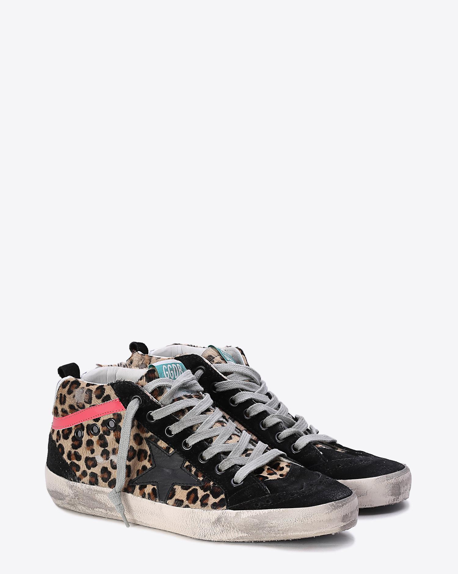 Golden Goose Woman Collection Sneakers Mid Star Horsy Leather - Black star  