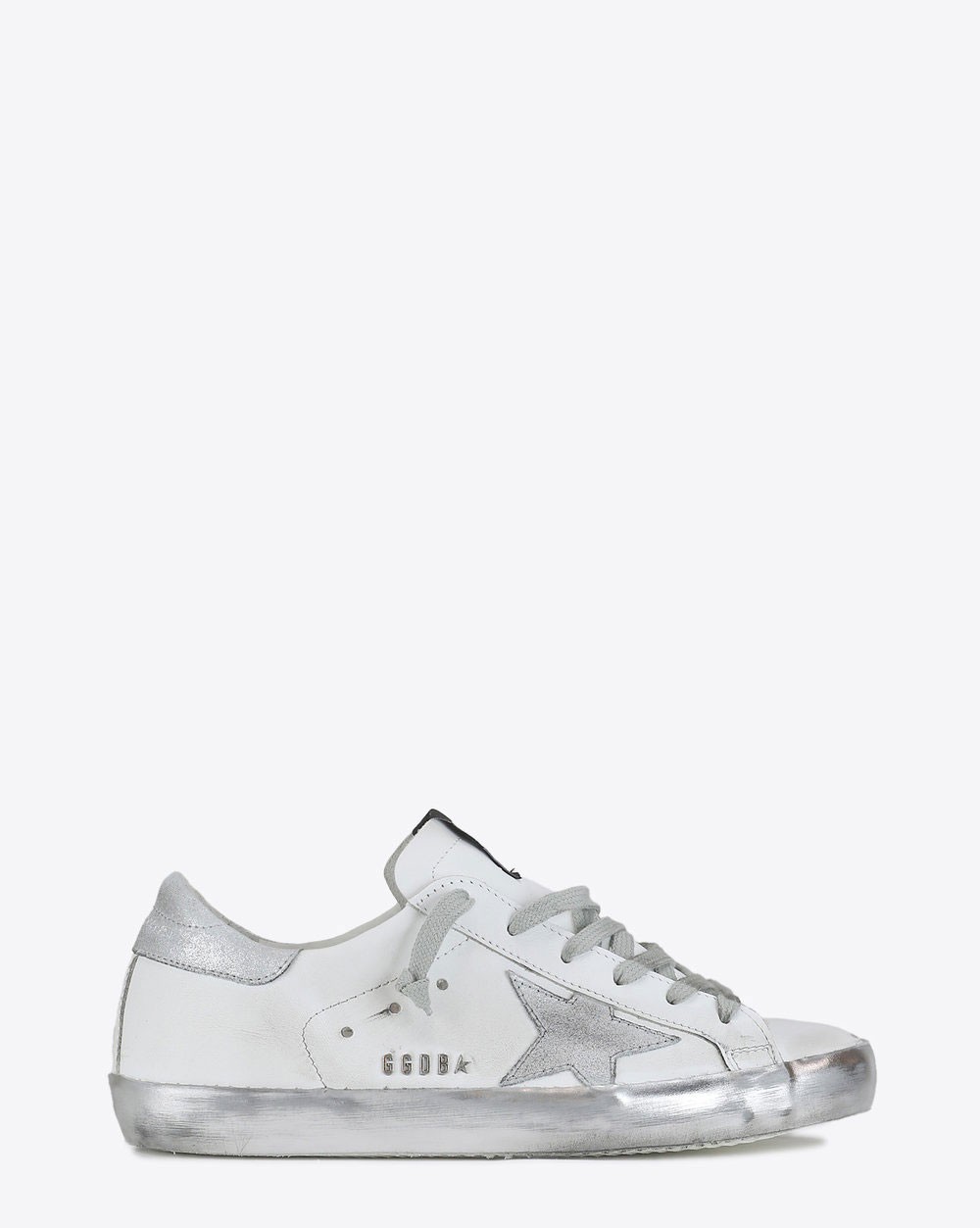 Golden Goose Woman Permanent Sneakers Superstar - White - Silver Star Sparkle 