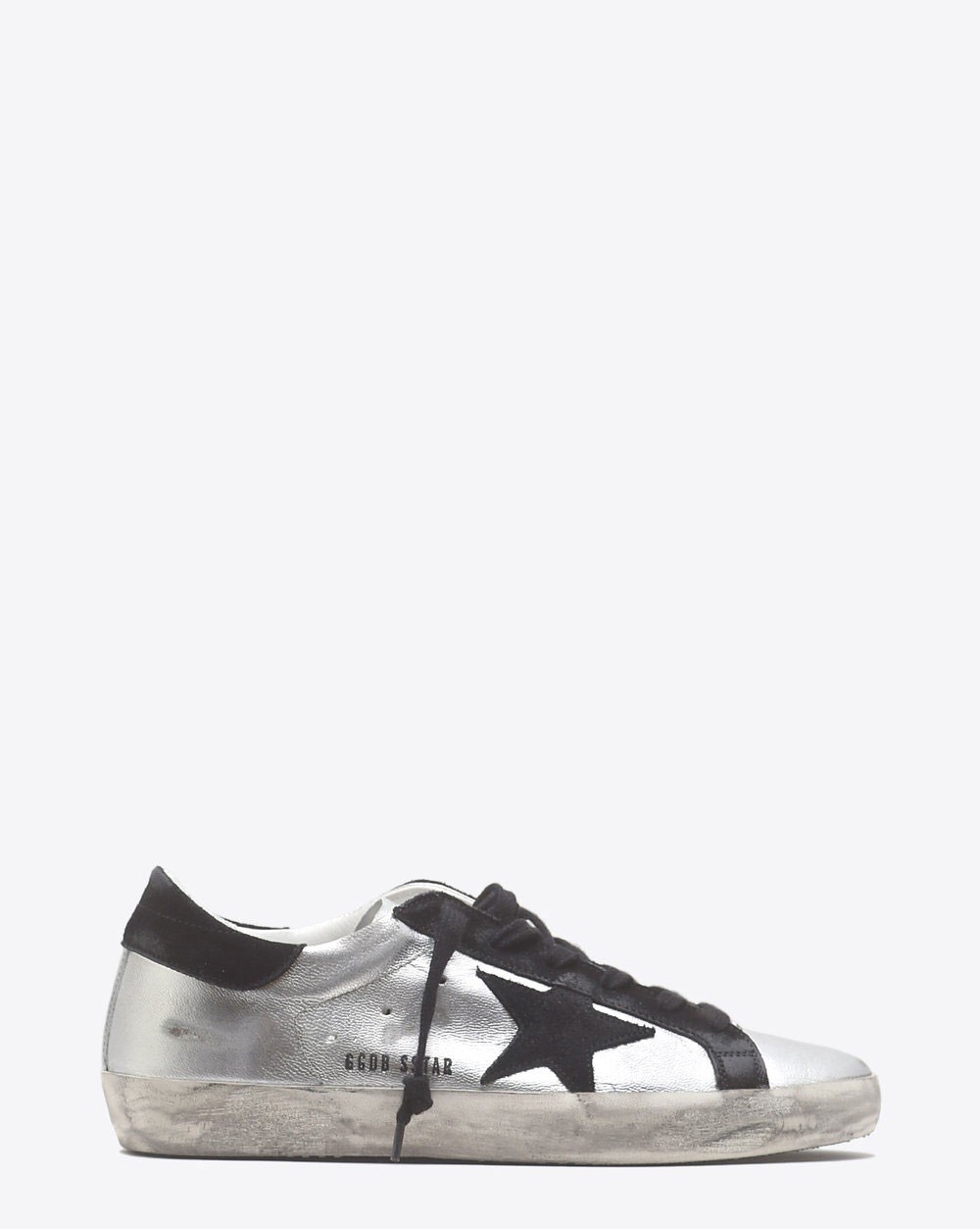 Golden Goose Woman Permanent Sneakers Superstar - Silver Black leather 