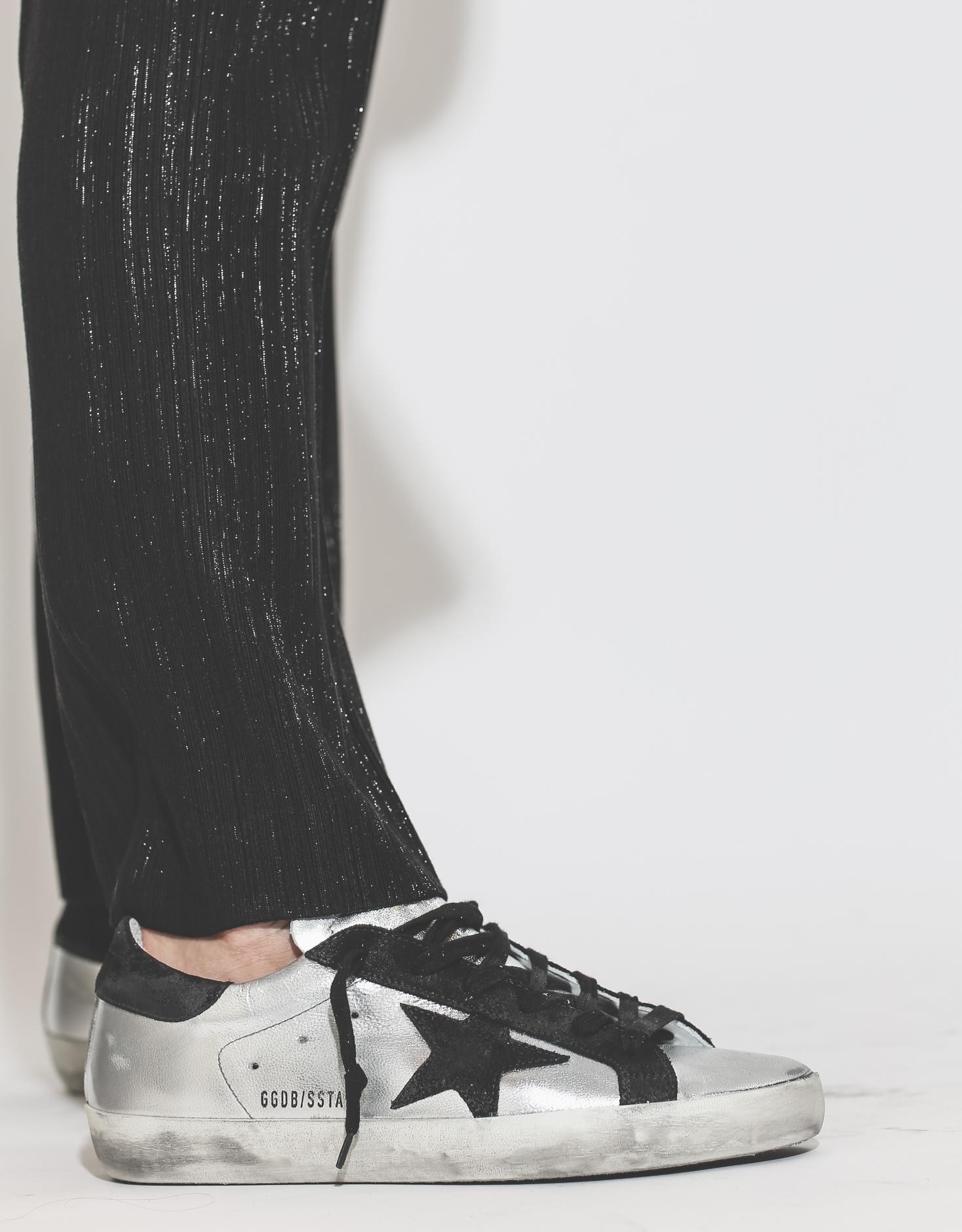 Golden Goose Woman Permanent Sneakers Superstar - Silver Black leather 
