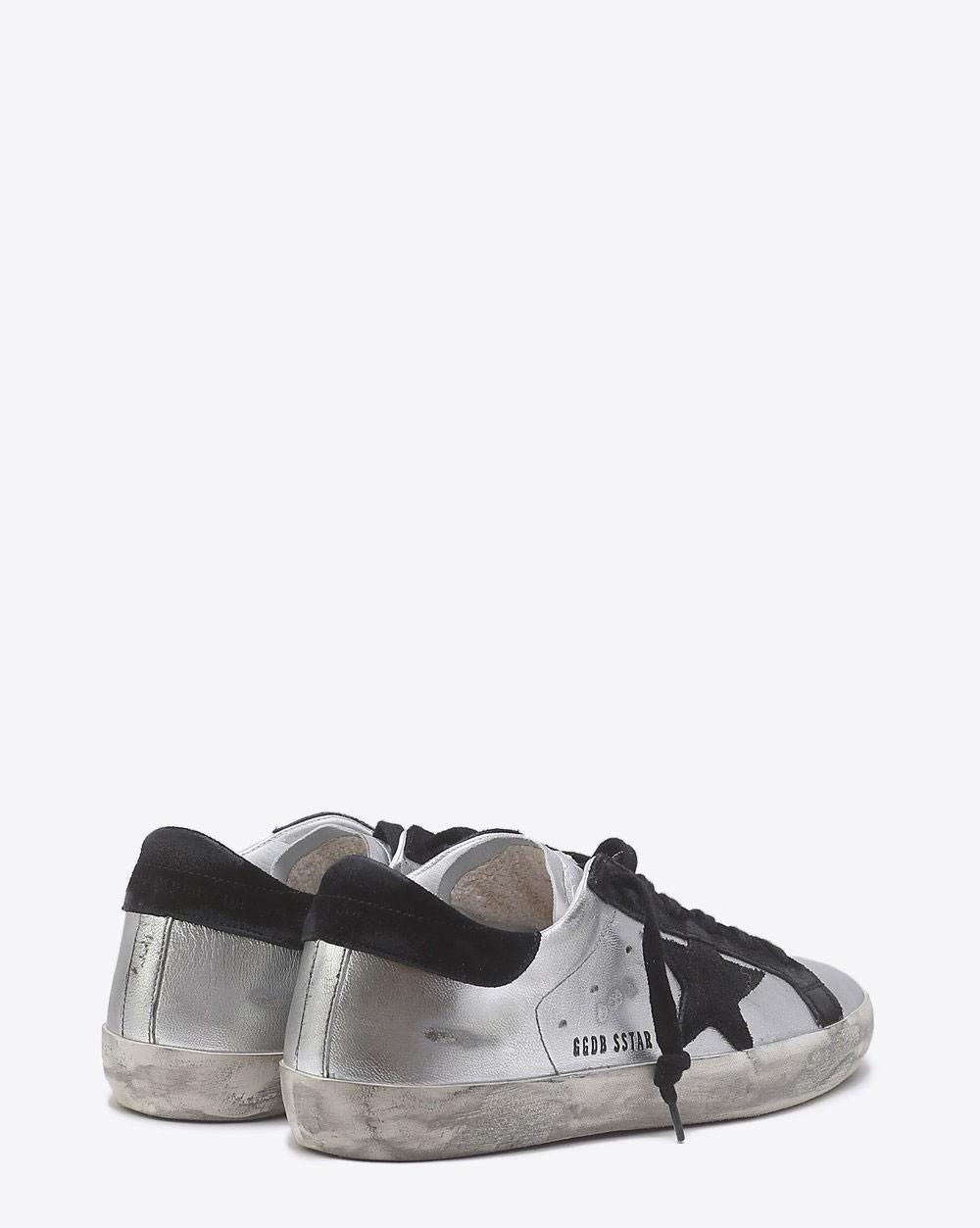 Golden Goose Woman Permanent Sneakers Superstar - Silver Black leather 