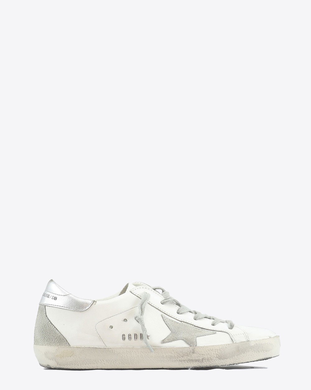 Golden Goose Woman Permanent Sneakers Superstar - White Silver Metal Lettering 