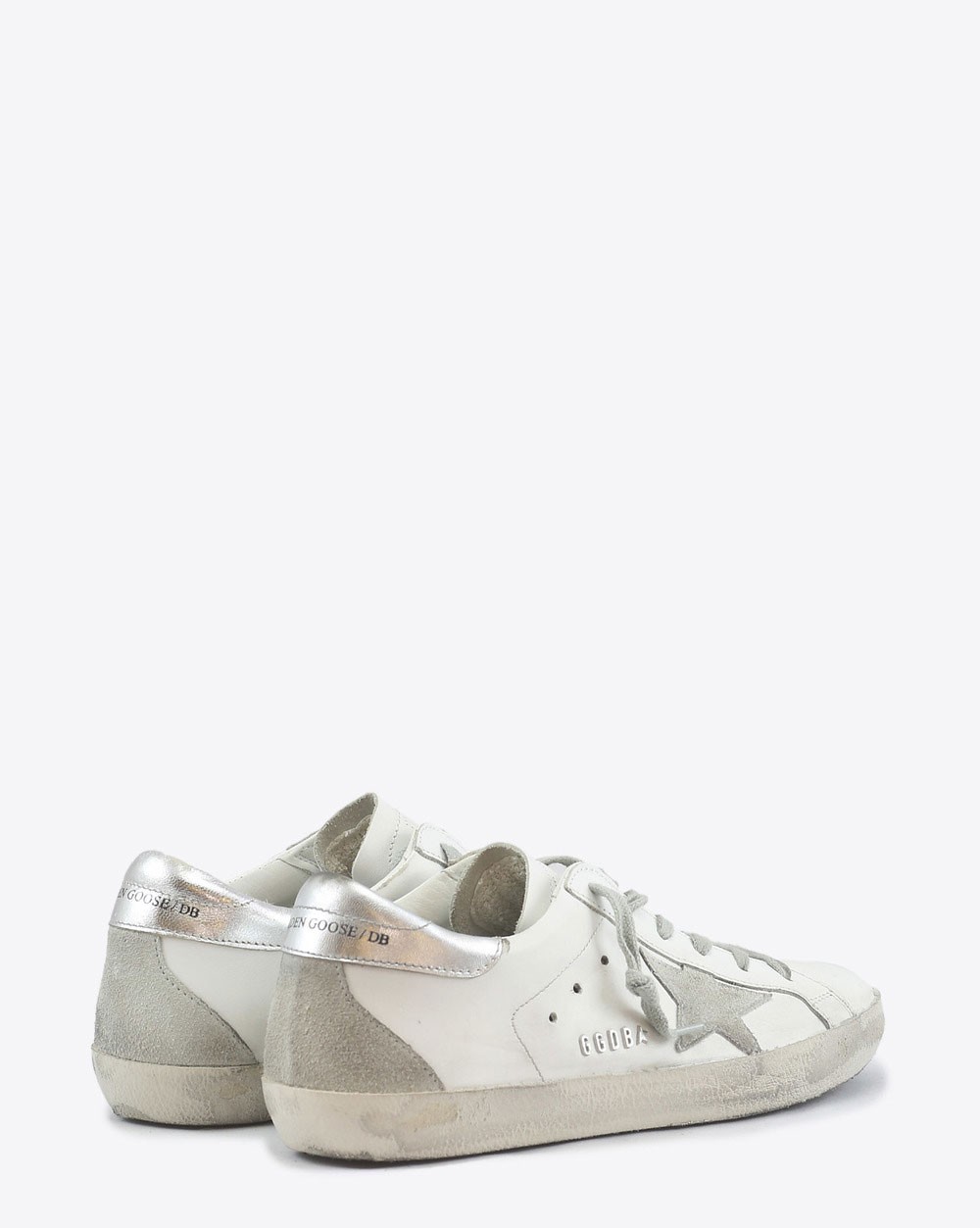 Golden Goose Woman Permanent Sneakers Superstar - White Silver Metal Lettering 