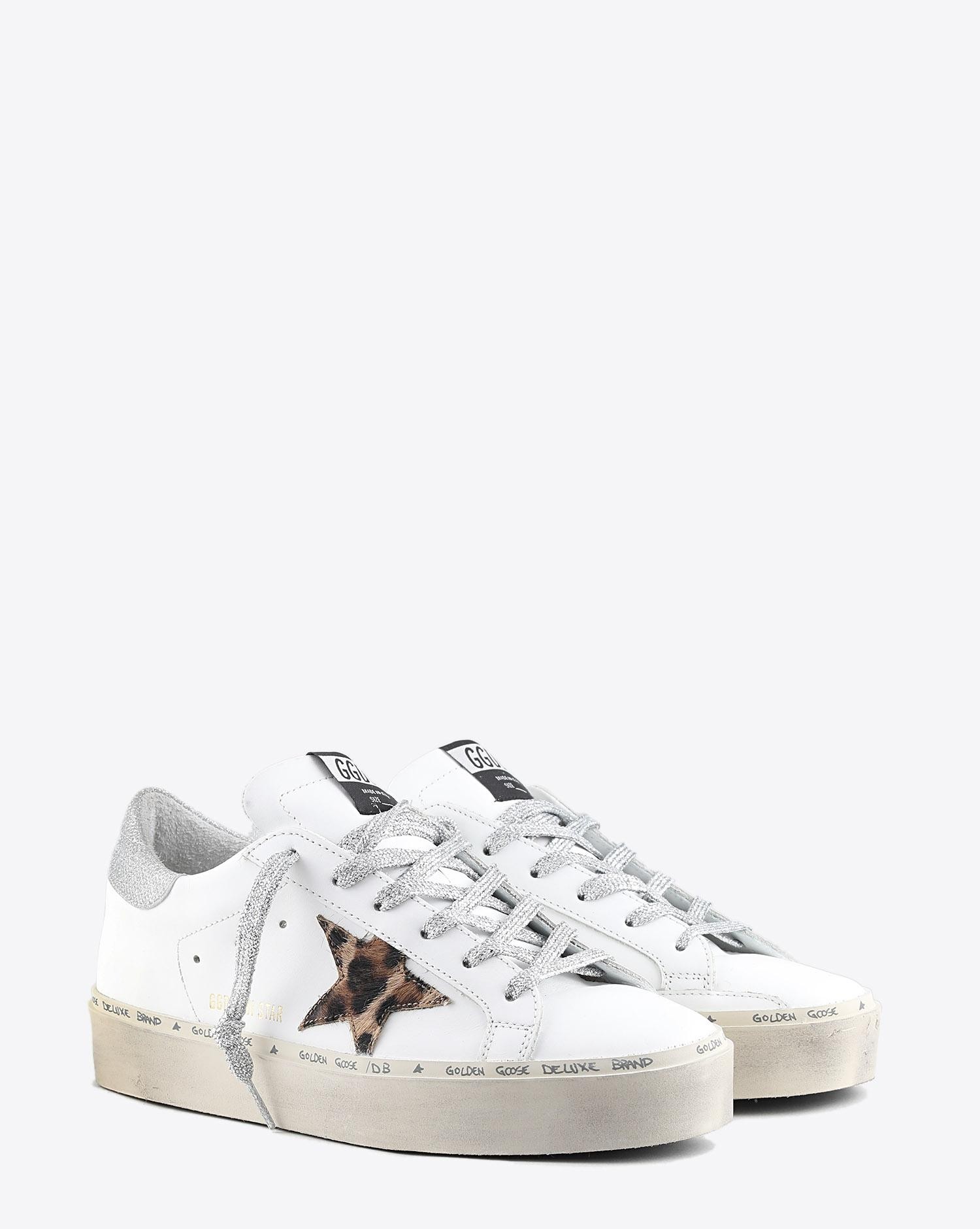 Image du produit Golden Goose Woman Pré-Collection Sneakers compensées Hi Star cuir blanc étoile Pony léopard    - 2