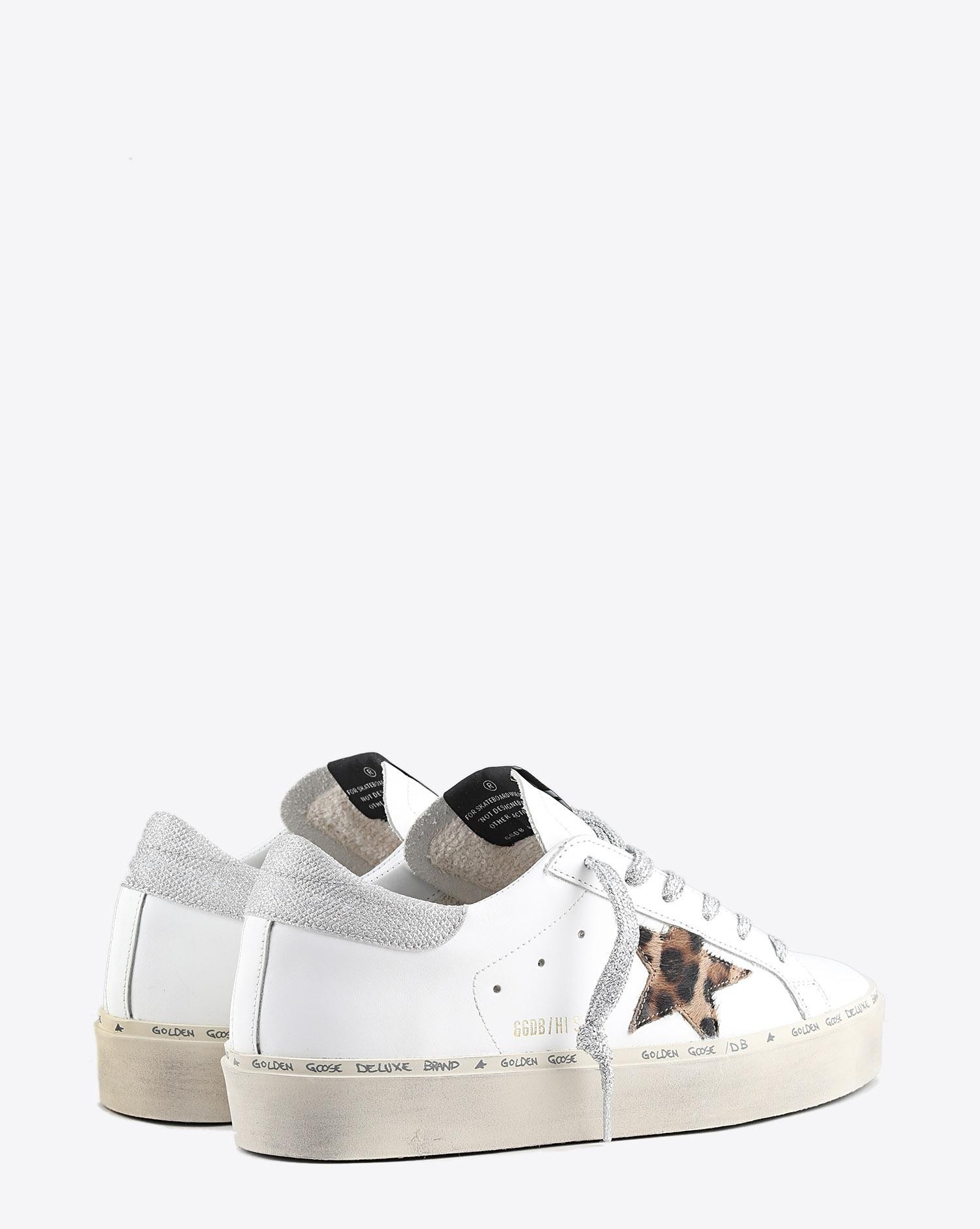 Image du produit Golden Goose Woman Pré-Collection Sneakers compensées Hi Star cuir blanc étoile Pony léopard    - 3