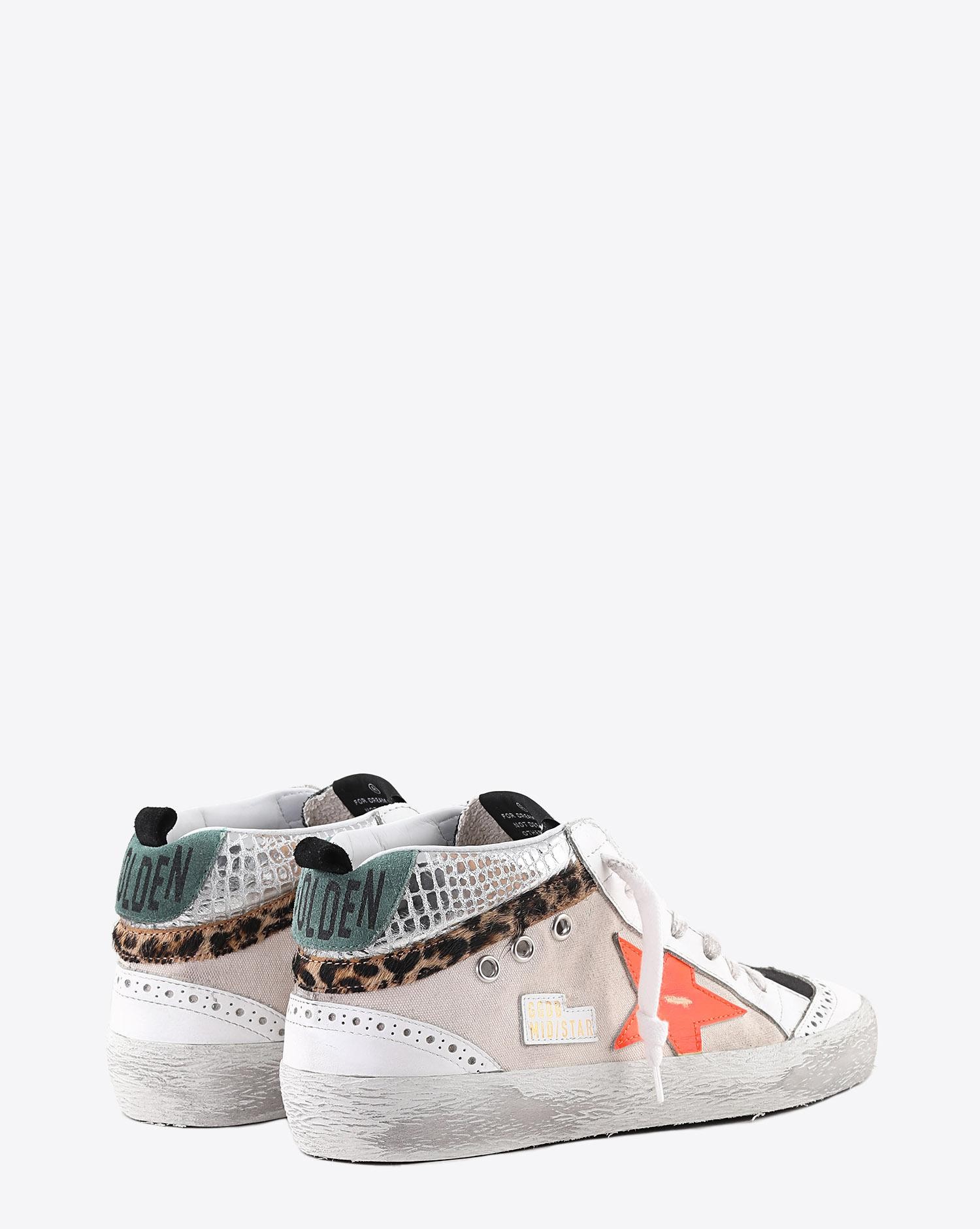 Image du produit Golden Goose Femme Sneakers Mid Star - White - Black Canvas - Orange Fluo Star - 3