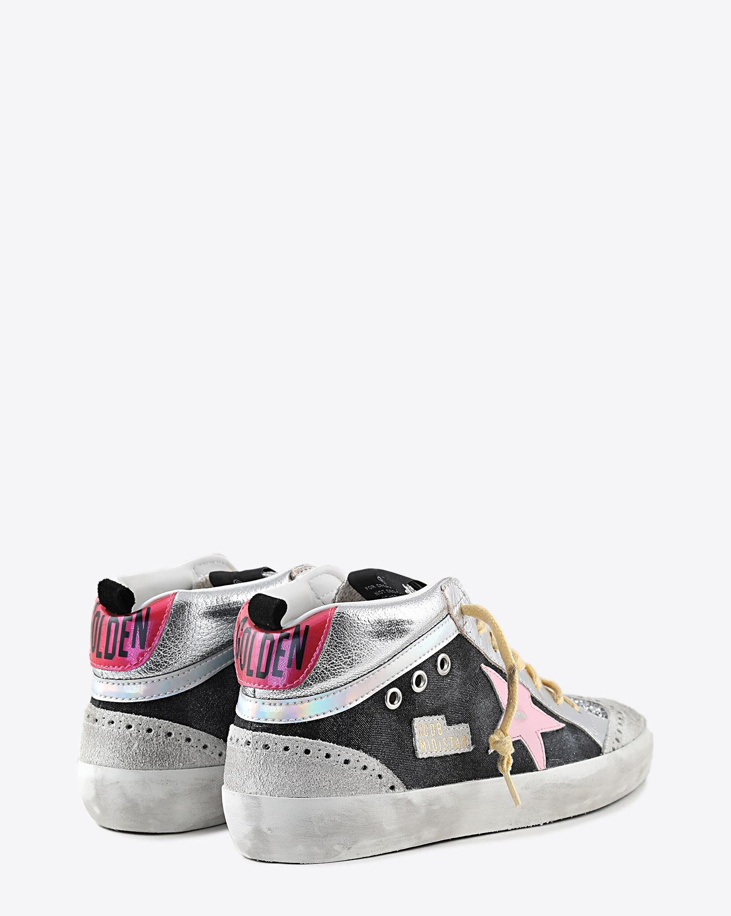 Image du produit Golden Goose Femme Sneakers Mid Star noir paillettes argent étoile rose 80226 - 3