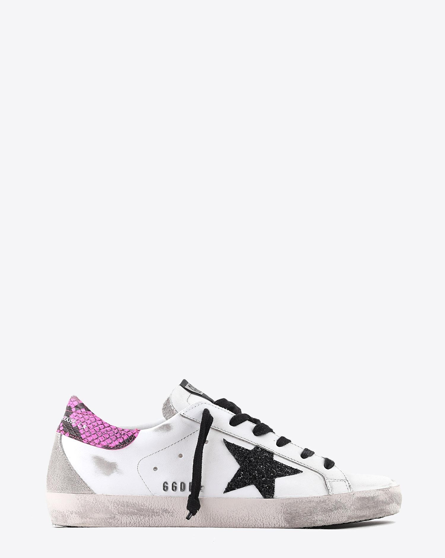 Image du produit Golden Goose Femme Sneakers Superstar - White Leather - Fuxia Python - Glitter Star