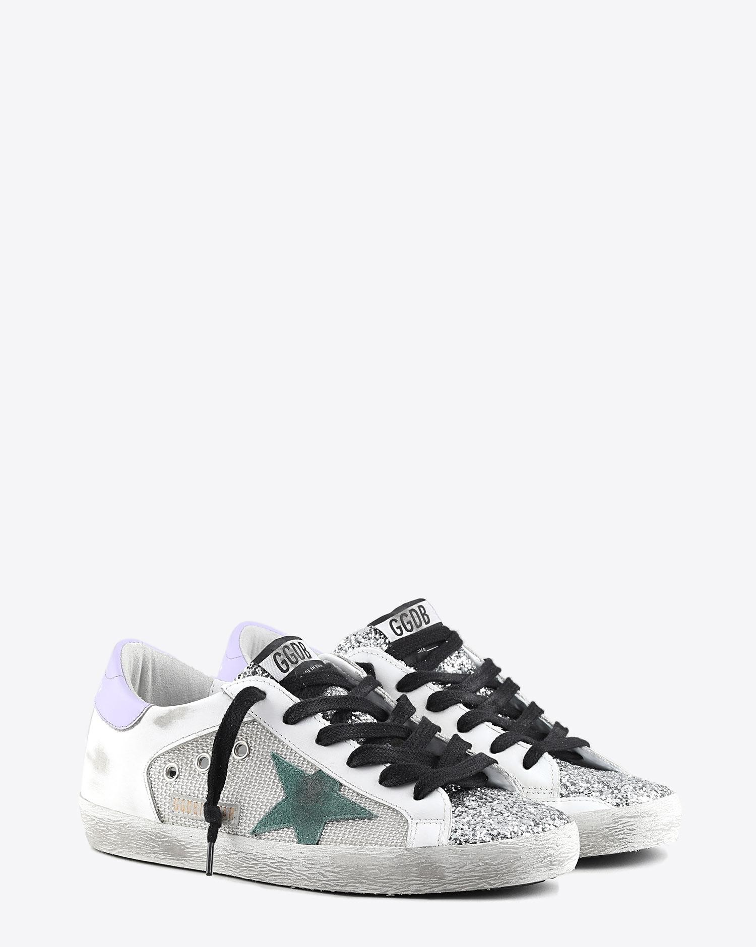 Image du produit Golden Goose Femme Sneakers Superstar bi-matière étoile suédé verte - 2