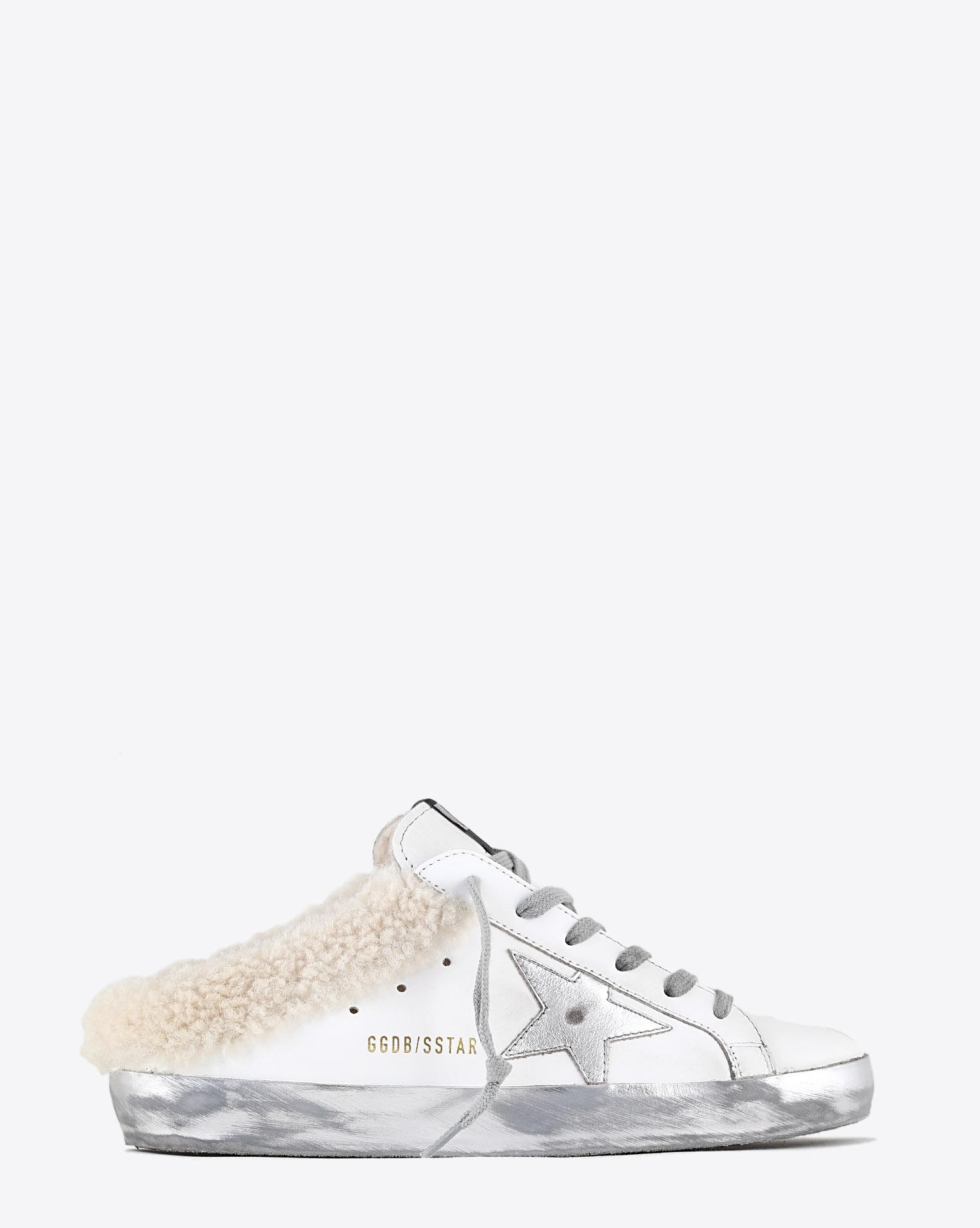 Golden Goose Woman Pré-Collection Superstar Sabot Shearling - White - Silver - Beige 10224