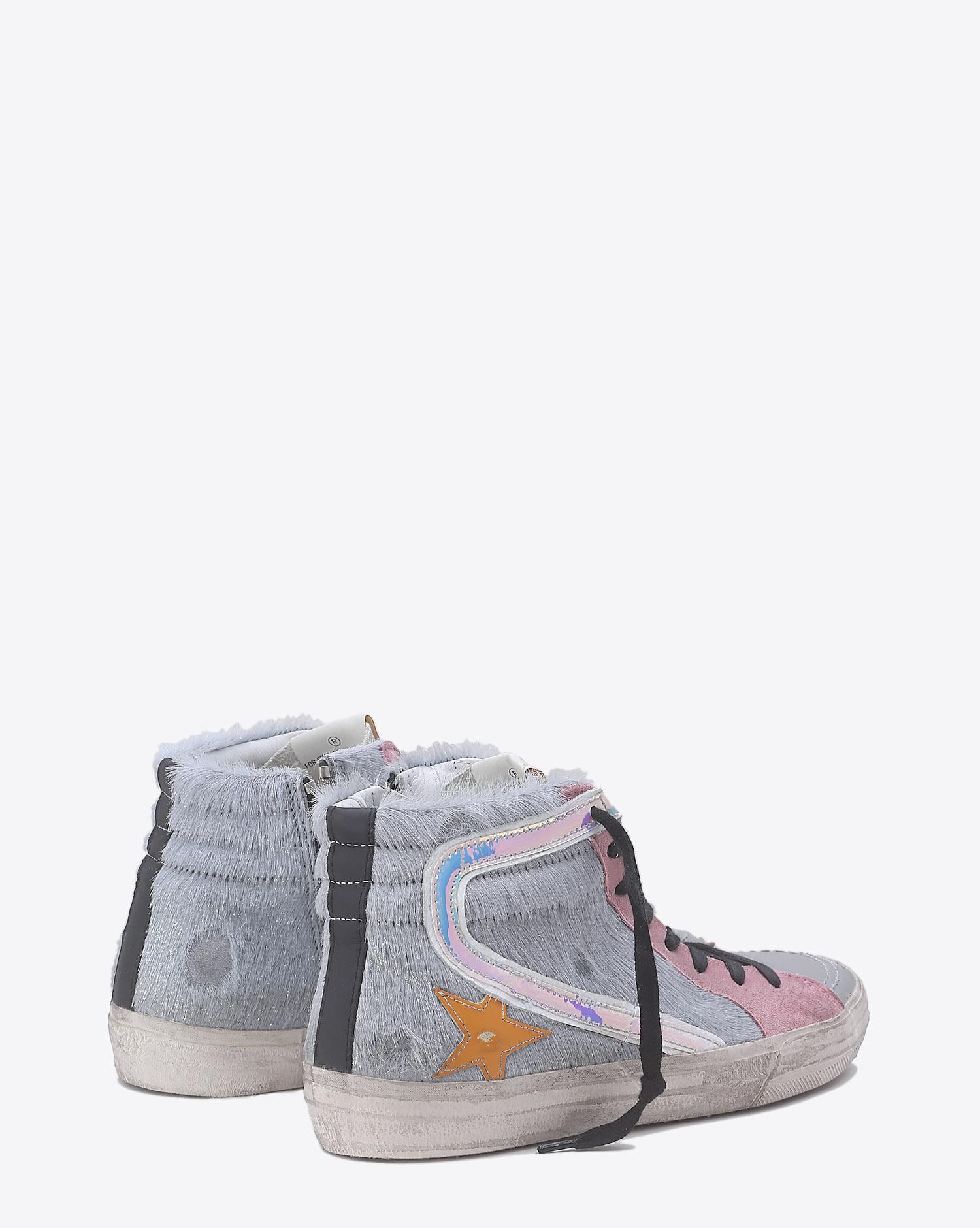 Golden Goose Woman Pré-Collection Sneakers Slide Silver Pony-Ocher Star   