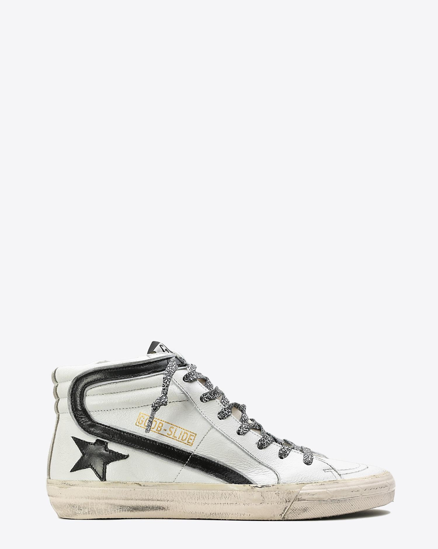 Golden Goose Woman Pré-Collection Sneakers Slide White Leather-Leopard Lace   