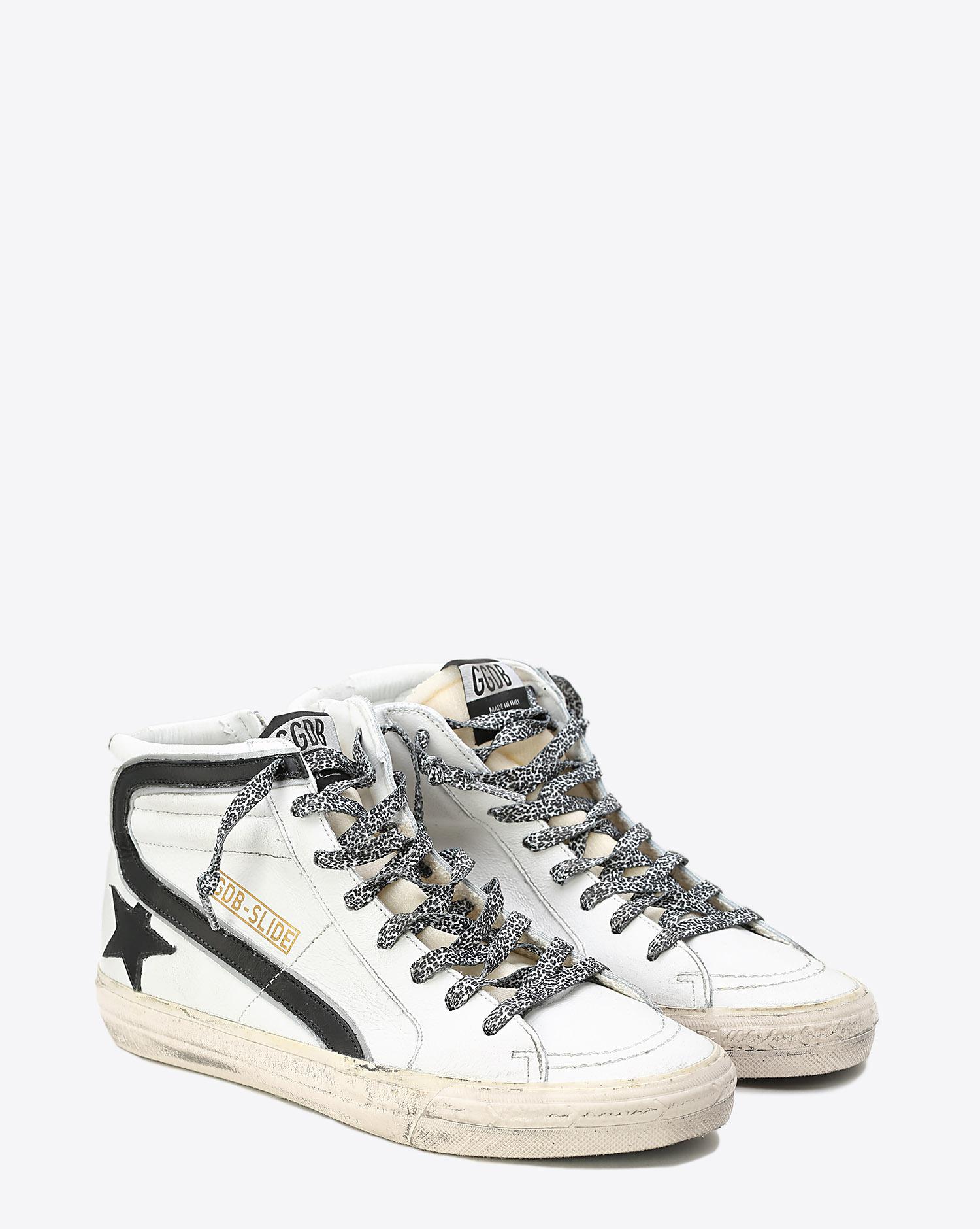 Golden Goose Woman Pré-Collection Sneakers Slide White Leather-Leopard Lace   