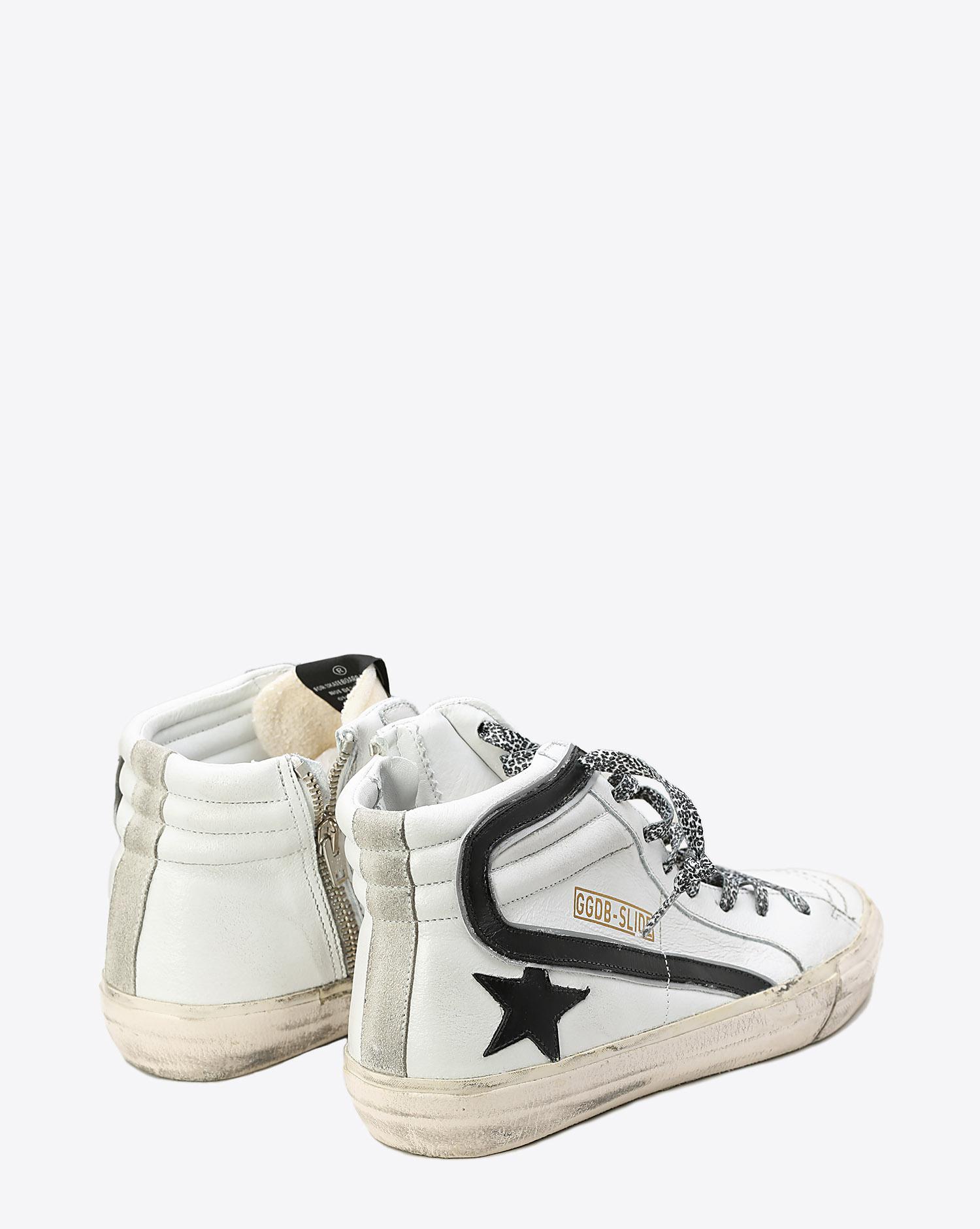 Golden Goose Woman Pré-Collection Sneakers Slide White Leather-Leopard Lace   