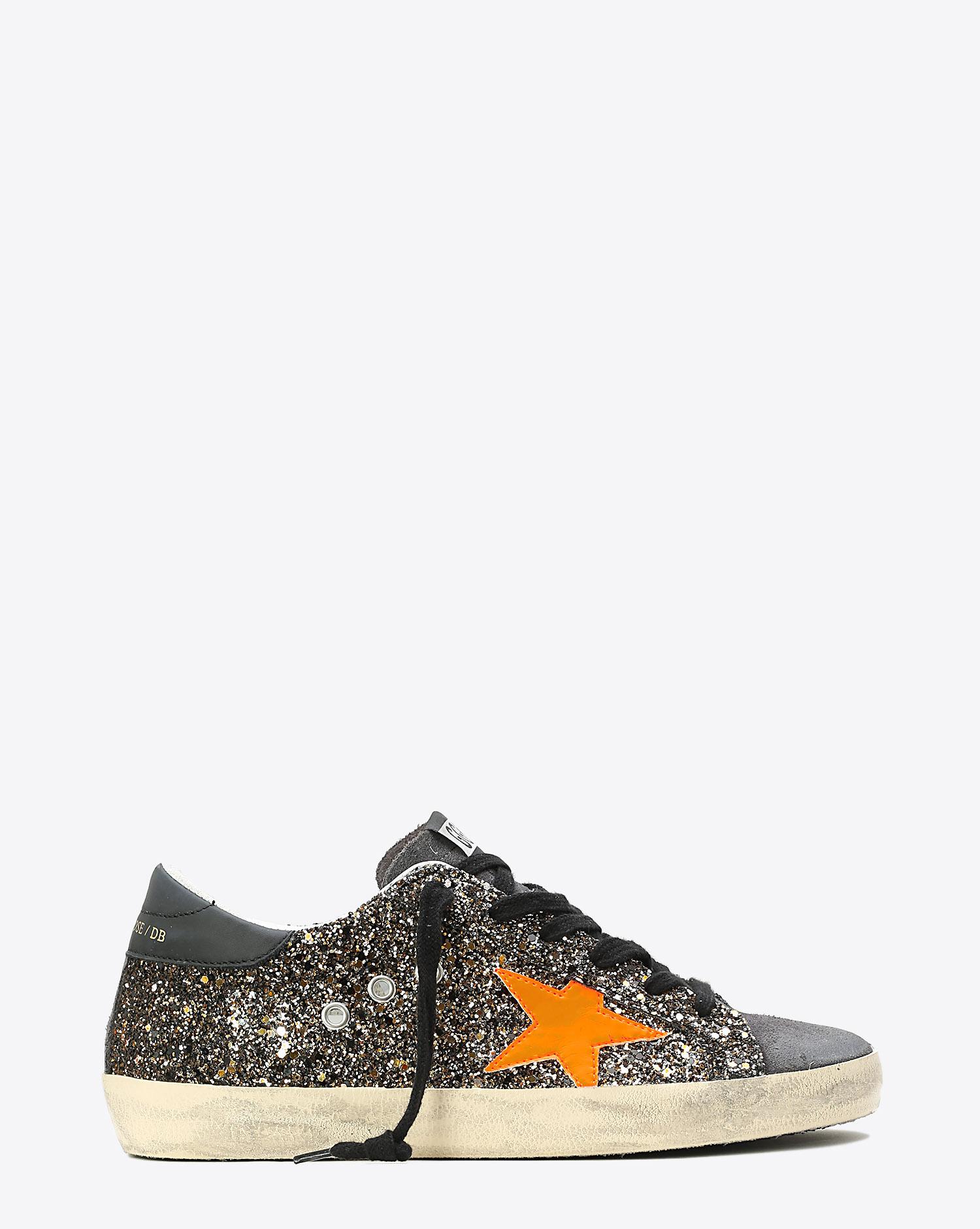 Golden Goose Woman Pré-Collection Sneakers Superstar Black Gold Glitter - Fluo Star   