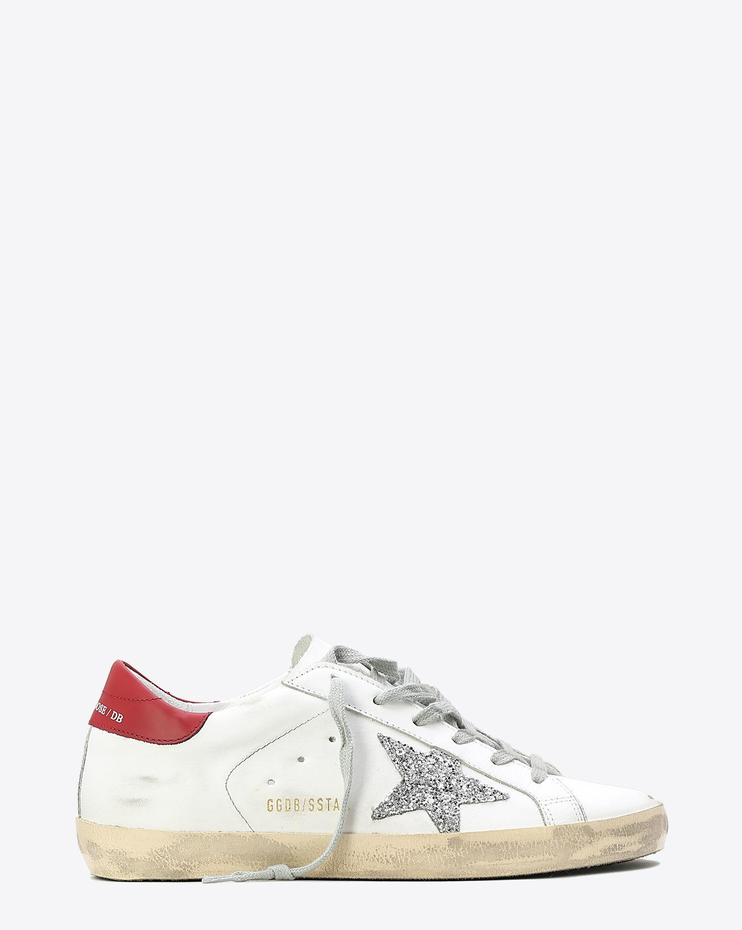 Golden Goose Woman Pré-Collection Sneakers Superstar WhiteRed - Silver Glitter   