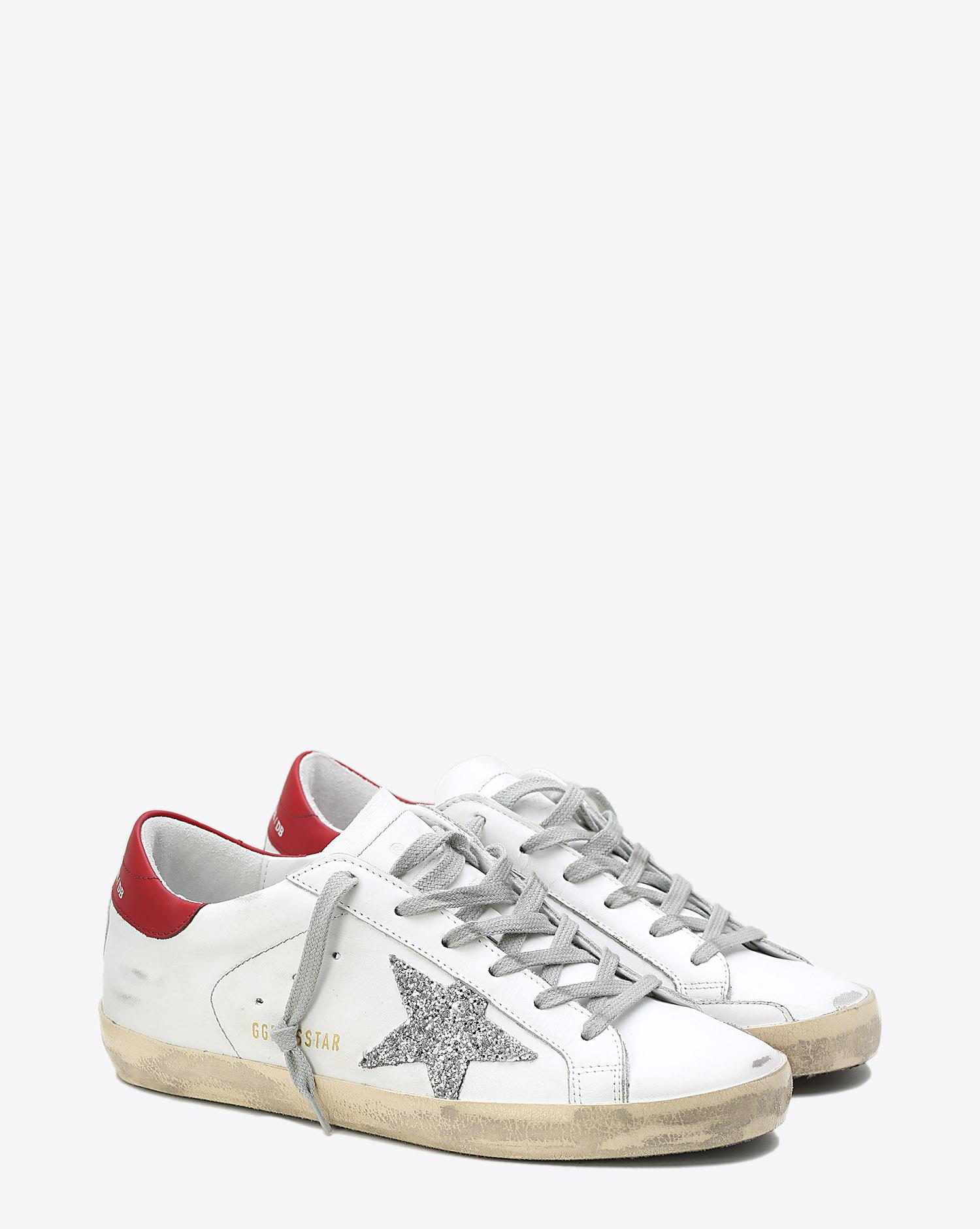 Golden Goose Woman Pré-Collection Sneakers Superstar WhiteRed - Silver Glitter   