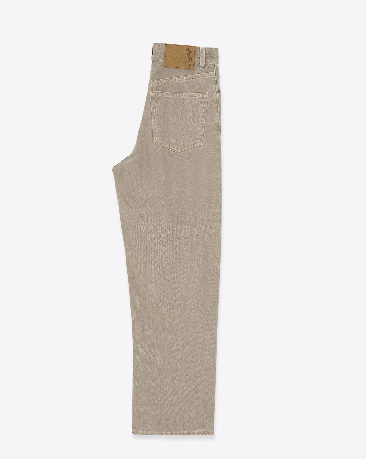 Produit Jean droit et large Betty Haikure en toile beige. Profil.