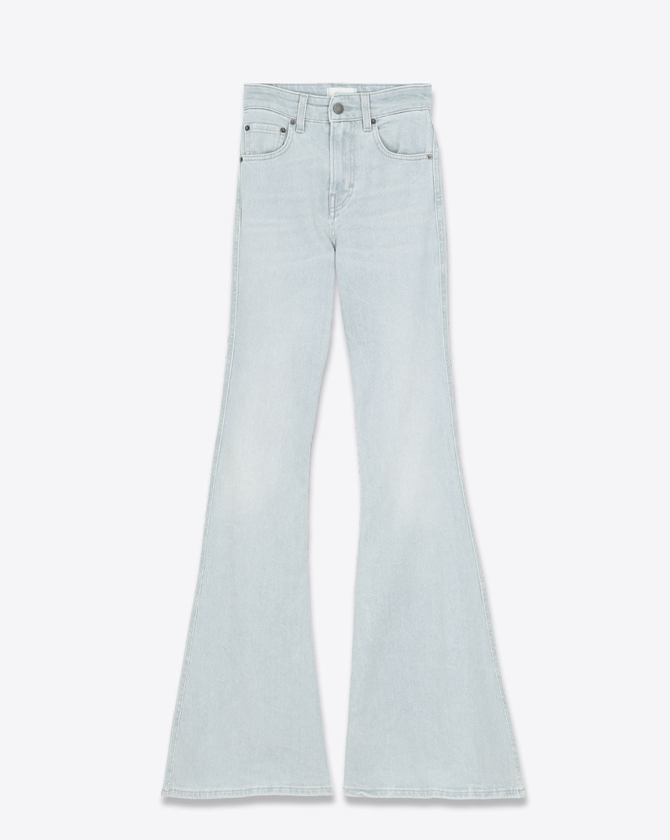 Jean &eacute;vas&eacute; Farrah Haikure en denim bleu ciel d&eacute;lavage Ice Blue. Vue de face.