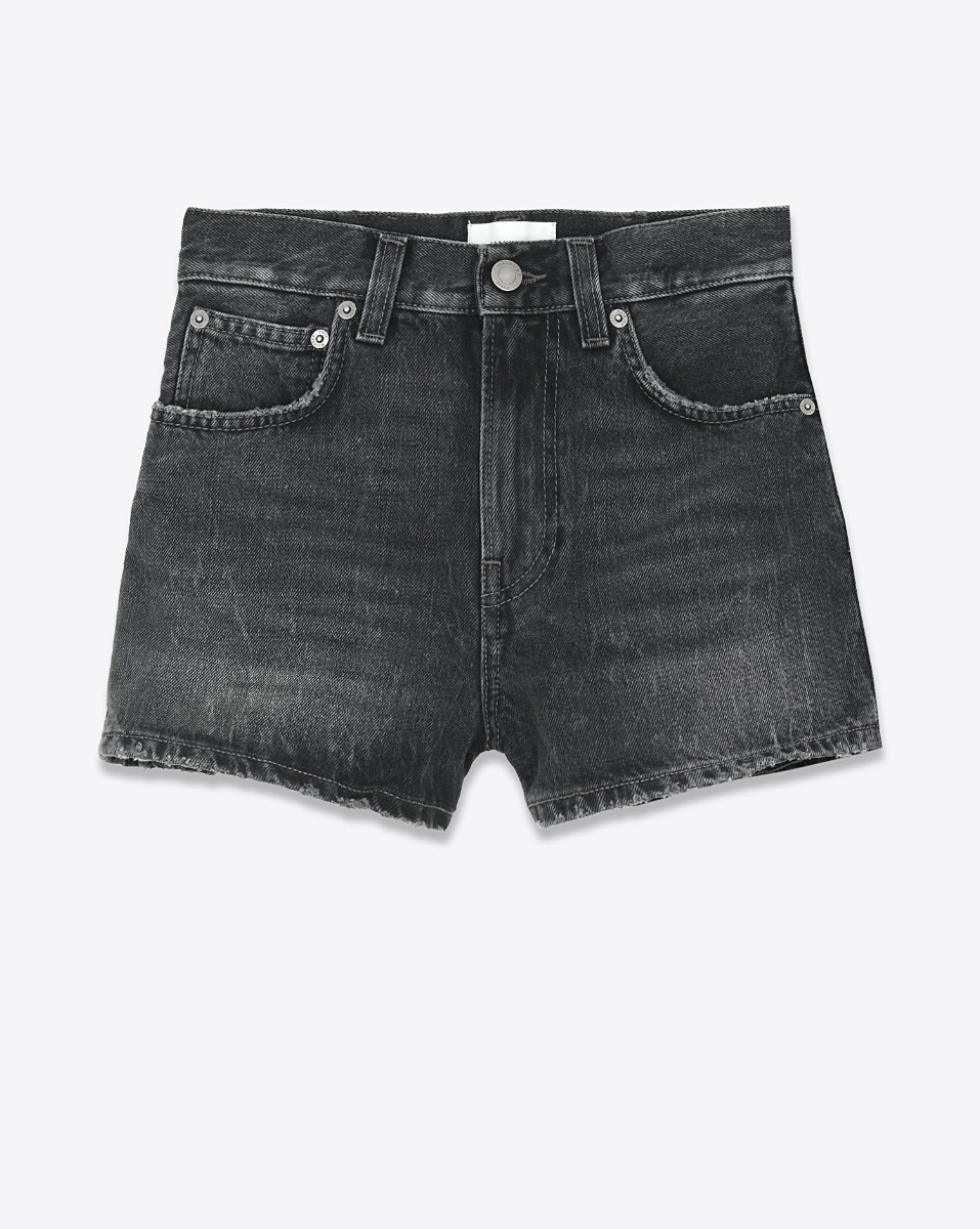 Short Brit Haikure en denim noir d&eacute;lavage Authentic Black Wash. Vue de face.