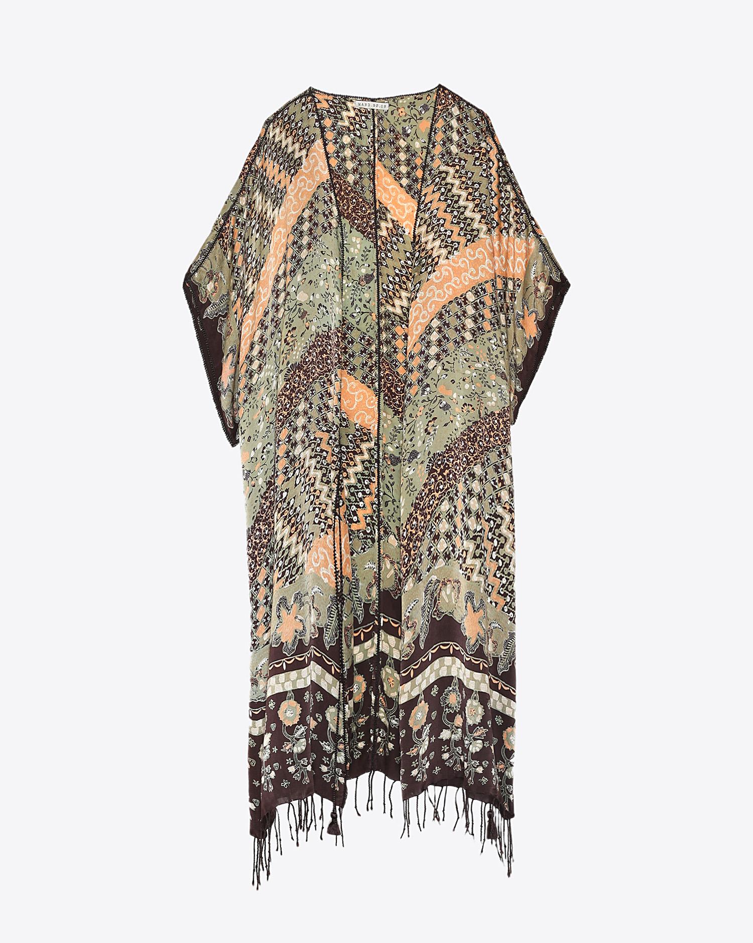 Hand.So.On Kimono Robe 486 - Khaki  Ochre  Noir 
