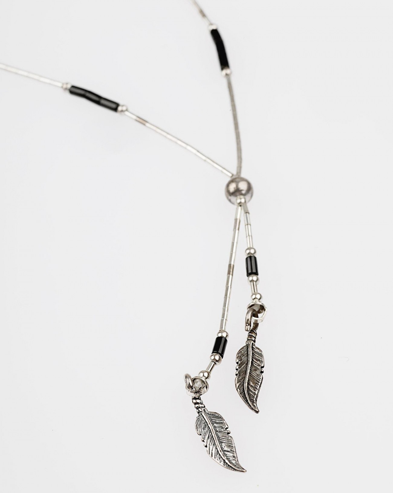 Image du produit Harpo Collier Perles noires + 2 minis plumes - 2