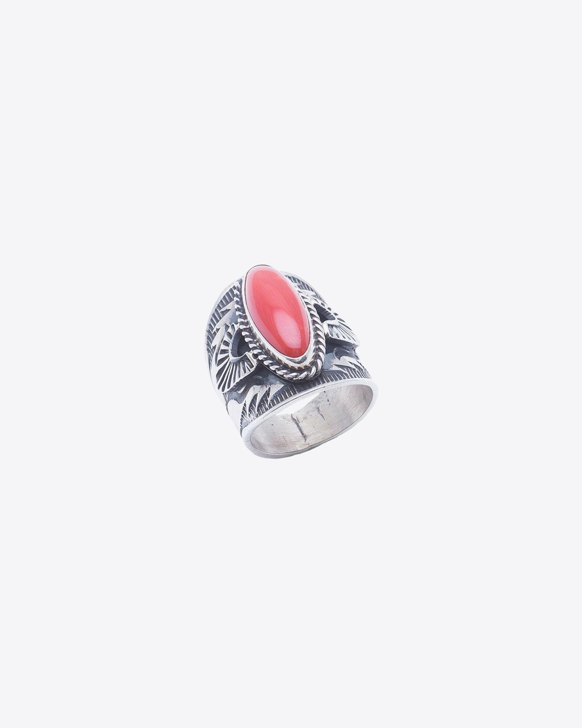 Harpo Bague Navajo Argent & Corail - BACH17  