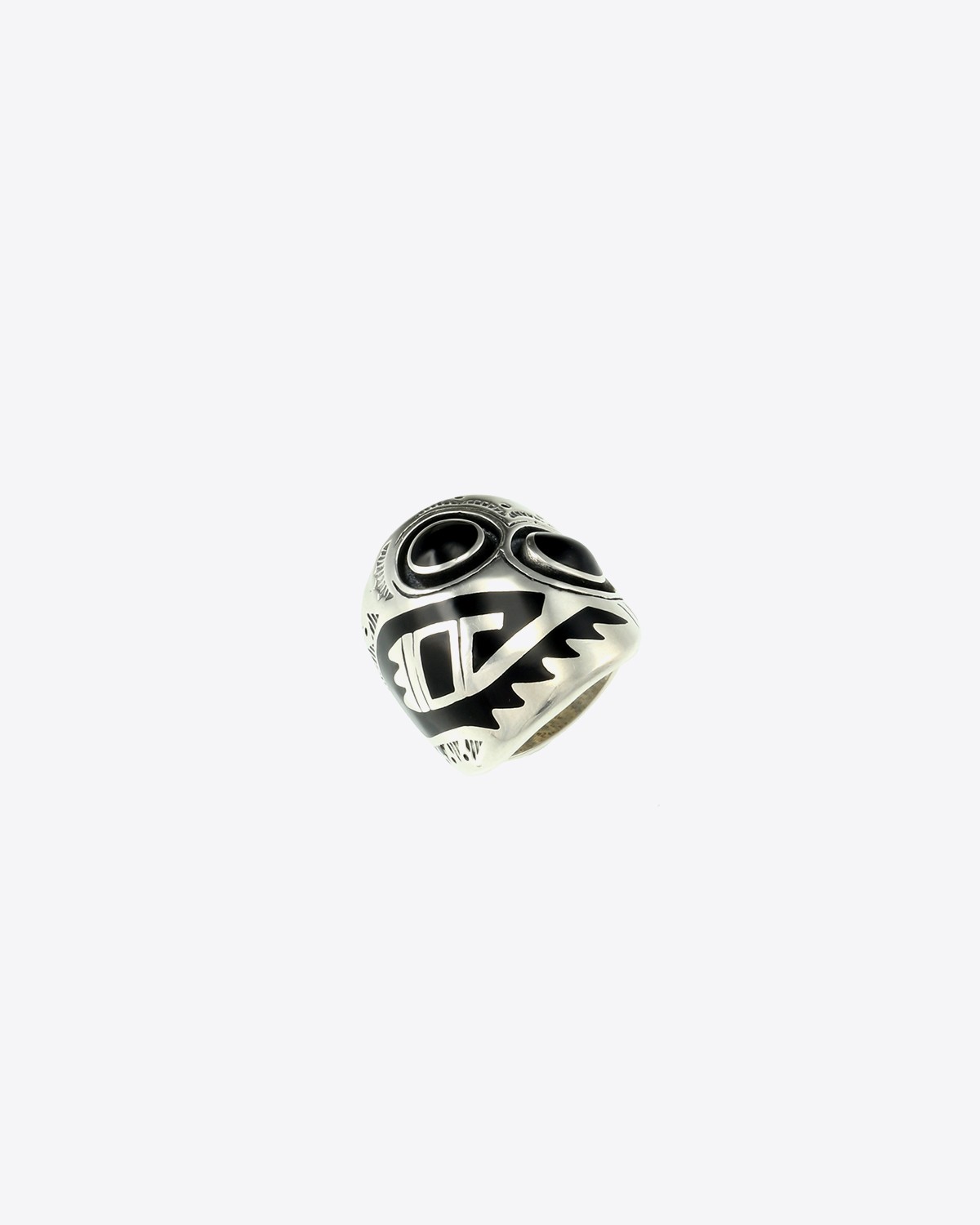 Harpo Bague Navajo Inlay Masque incrustation Résine Noire R184