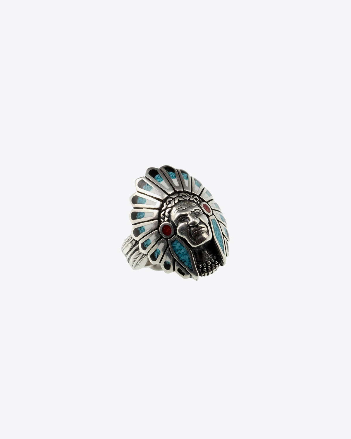 Harpo Bague Navajo Inlay Tête d'Indien relief PM - R569