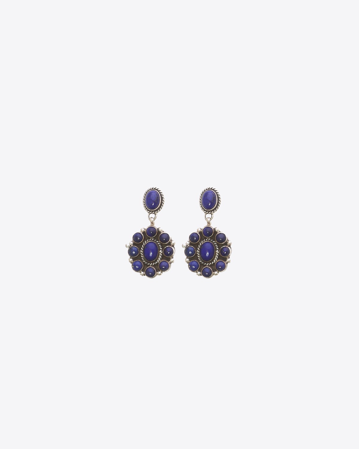 Harpo Boucles d'oreilles Rosace Lapis Lazuli & Argent 