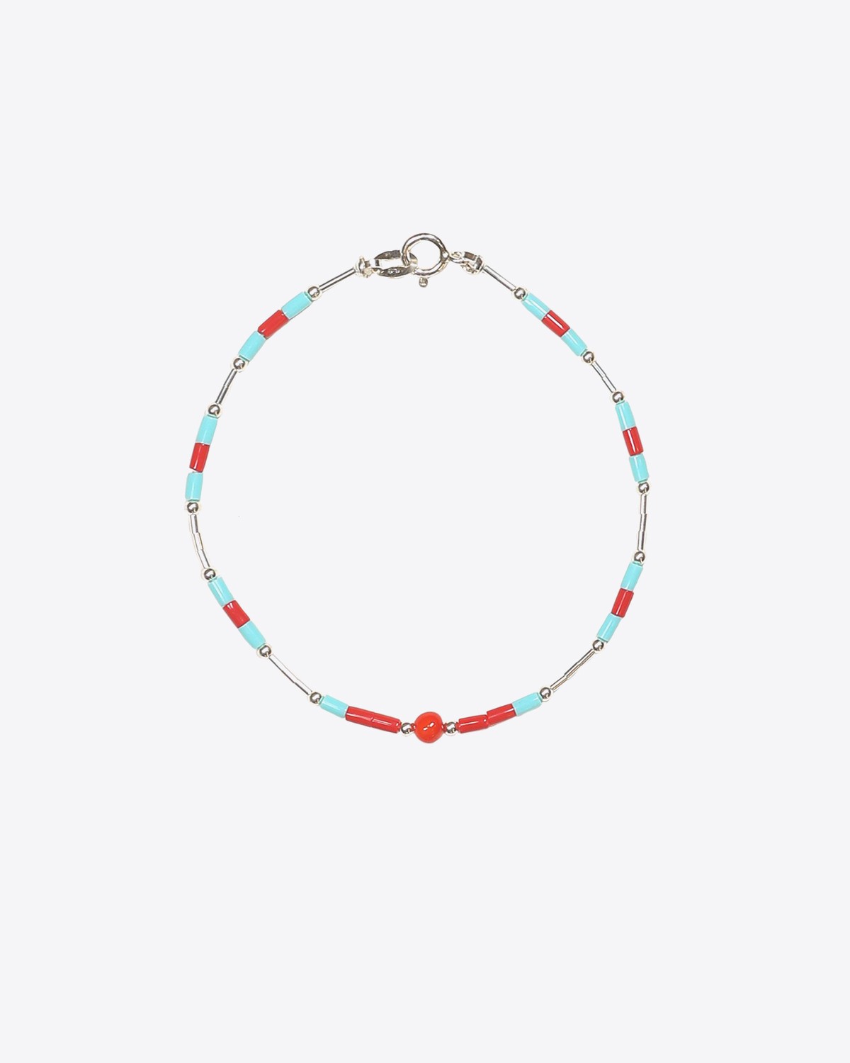 Harpo Bracelet Liquid Silver Pierre Brute Corail B507TC