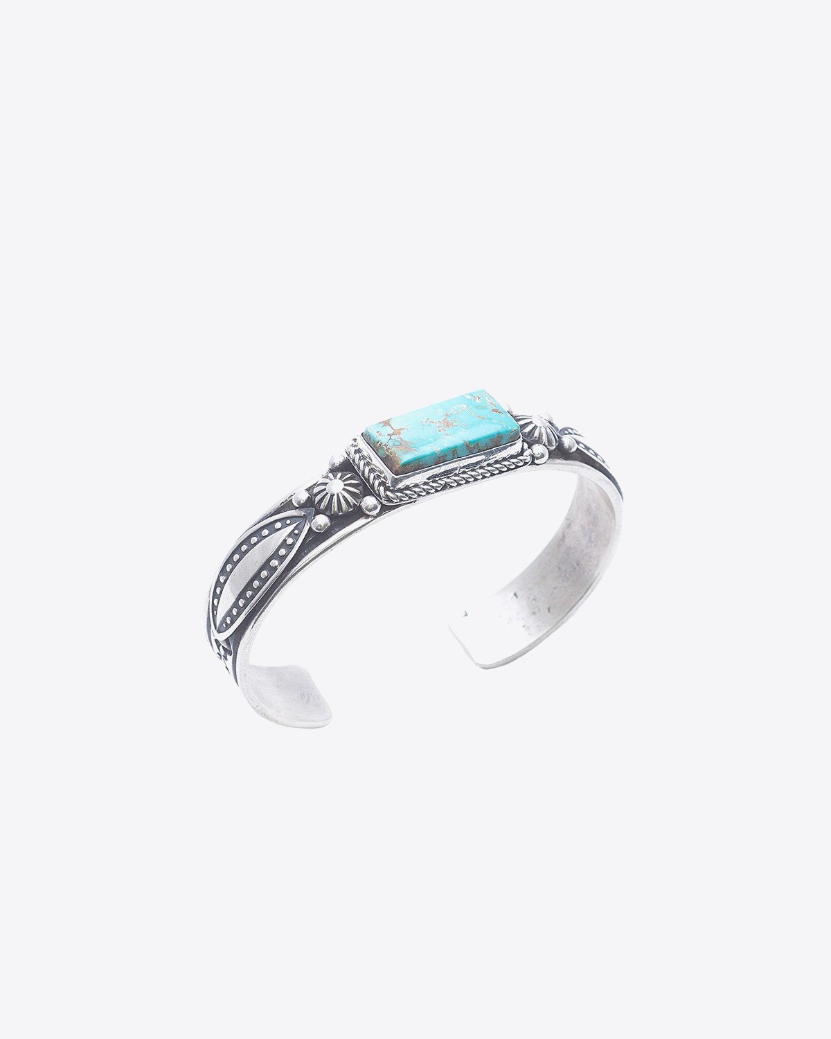 Harpo Bracelet Navajo Argent - 1 Turquoise Bleu Rectangulaire BRATBR  