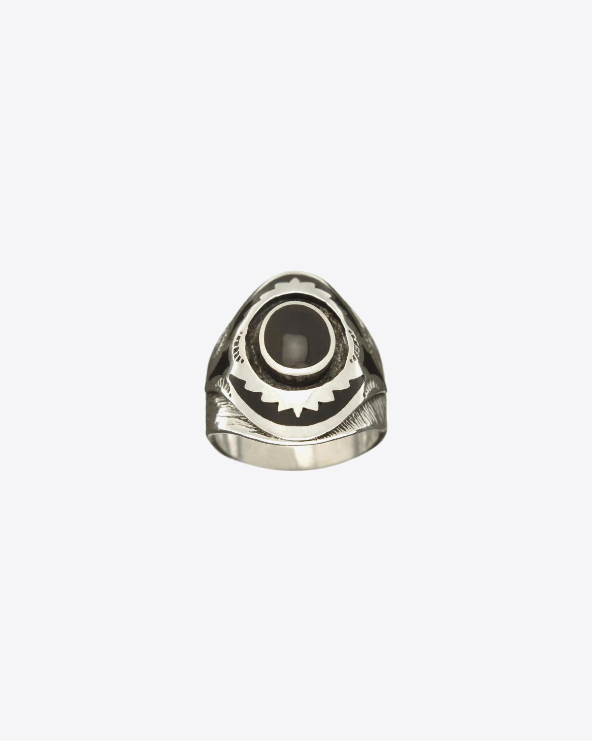 Harpo Permanent Bague Navajo Inlay Bouclier Noir R182N  