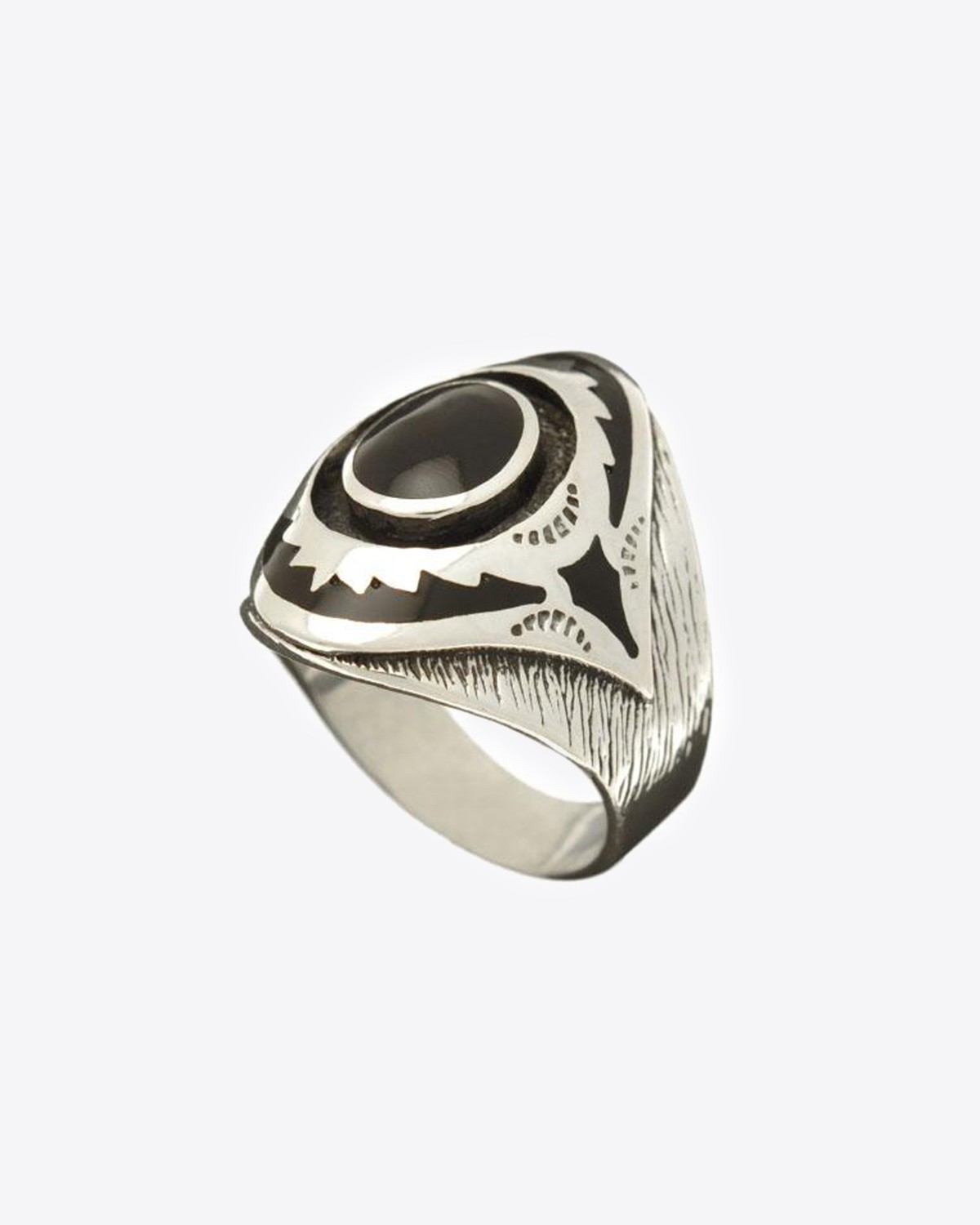Image du produit Harpo Permanent Bague Navajo Inlay Bouclier Noir R182N - 2