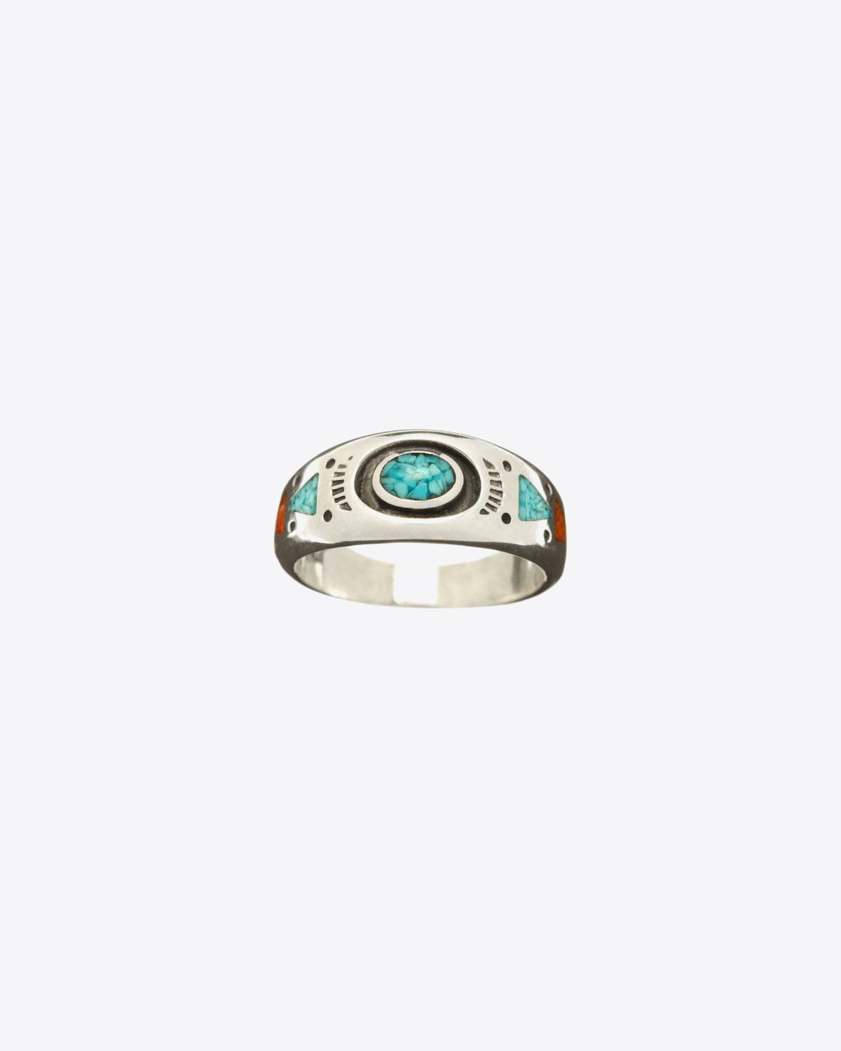 Harpo Permanent Bague Navajo Inlay Ovale TurquoiseCorail R150TC 