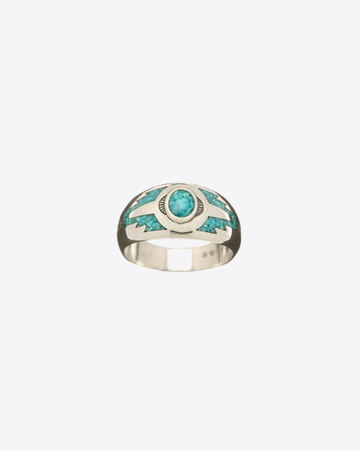 Harpo Permanent Bague Navajo Inlay Rond Turquoise R163T  