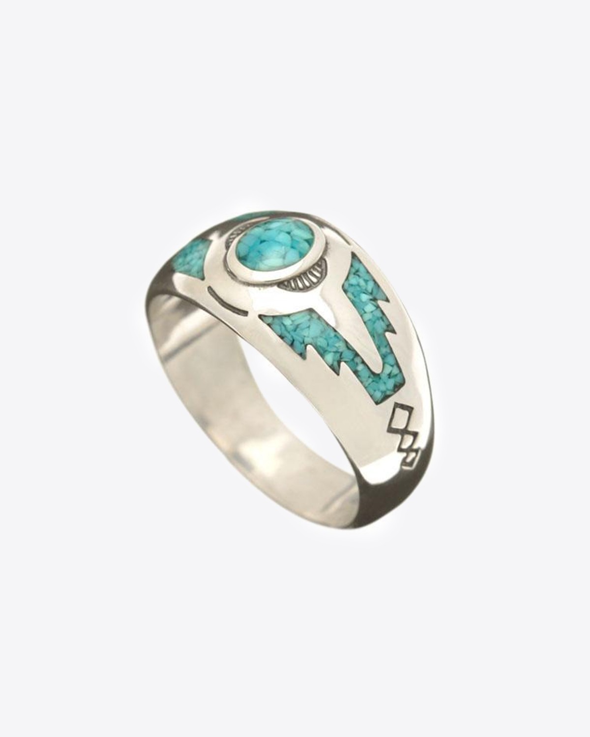 Image du produit Harpo Permanent Bague Navajo Inlay Rond Turquoise R163T - 2