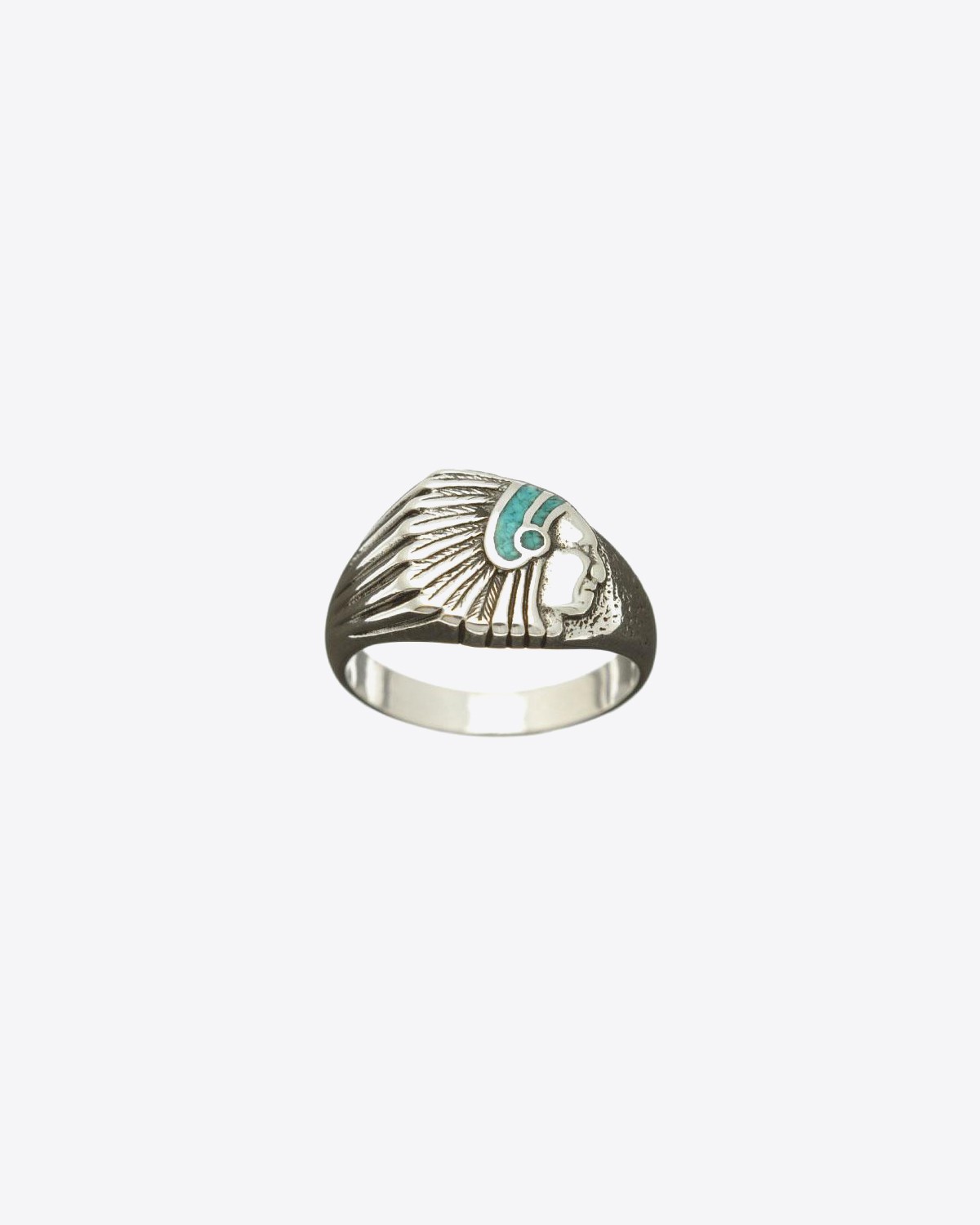 Harpo Permanent Bague Navajo Inlay Tête indien Plate Turquoise R177TPM 