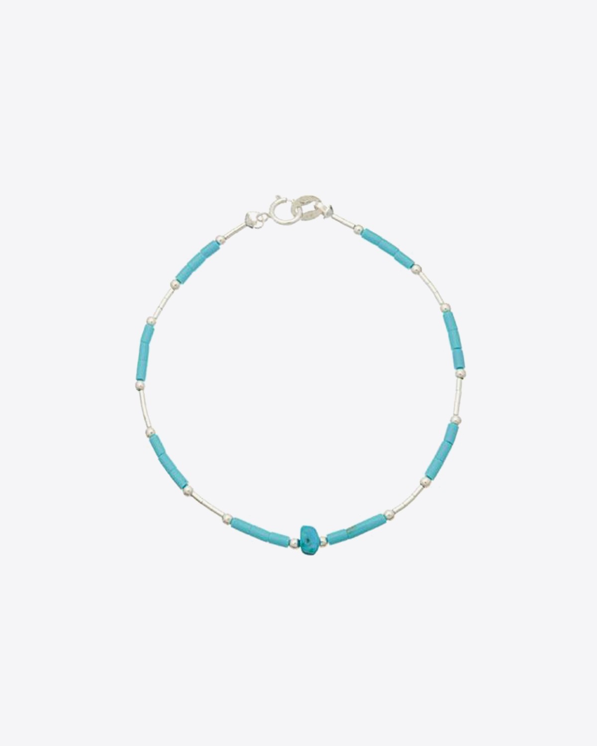 Harpo Permanent Bracelet Liquid Silver Pierre Brute Turquoise B507T  