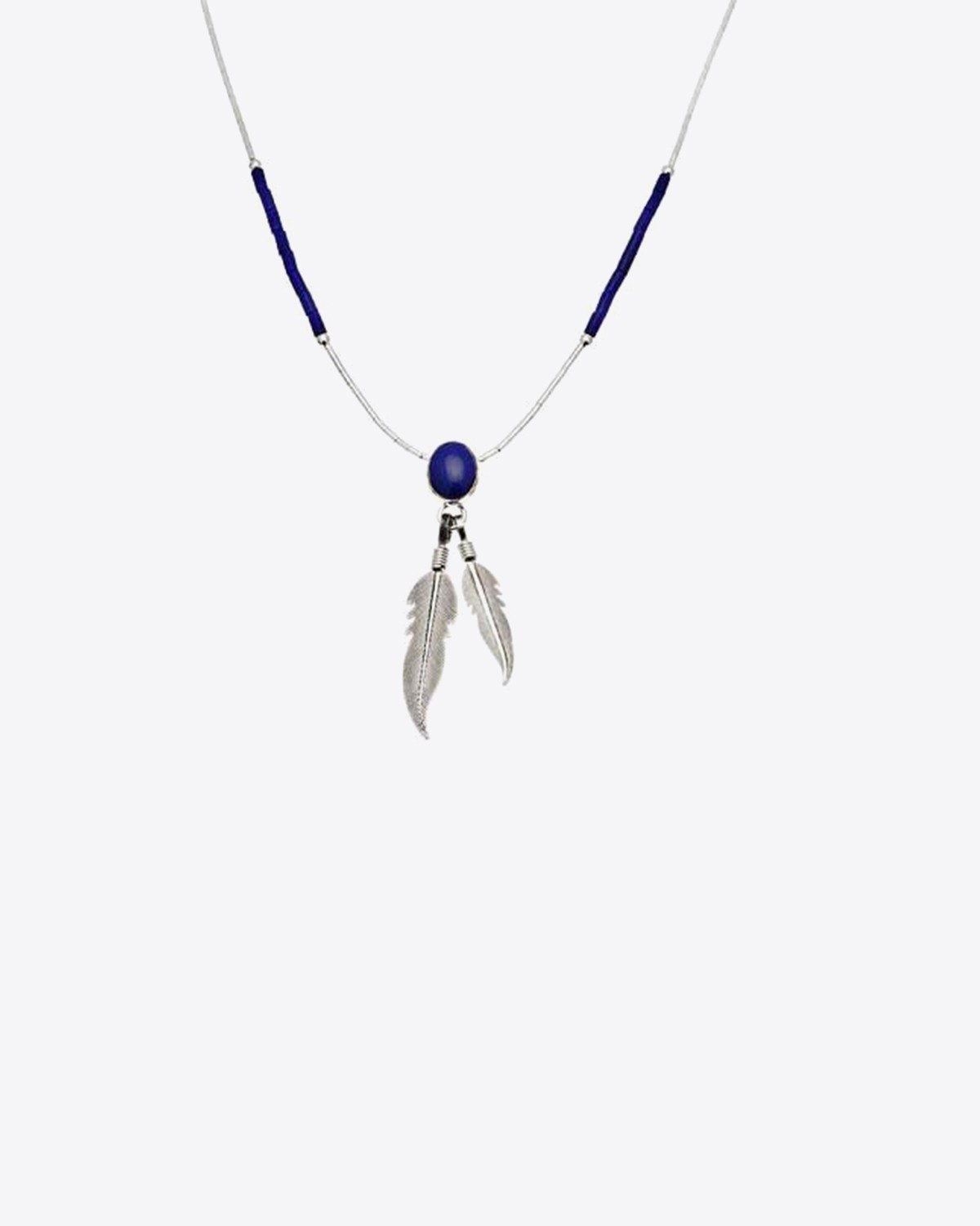 Harpo Permanent Collier Cabochon Lapis + 2 Plumes N329L 