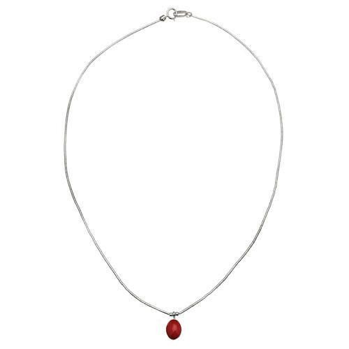 Harpo Permanent Collier Liquid Silver Cabochon Corail N331C